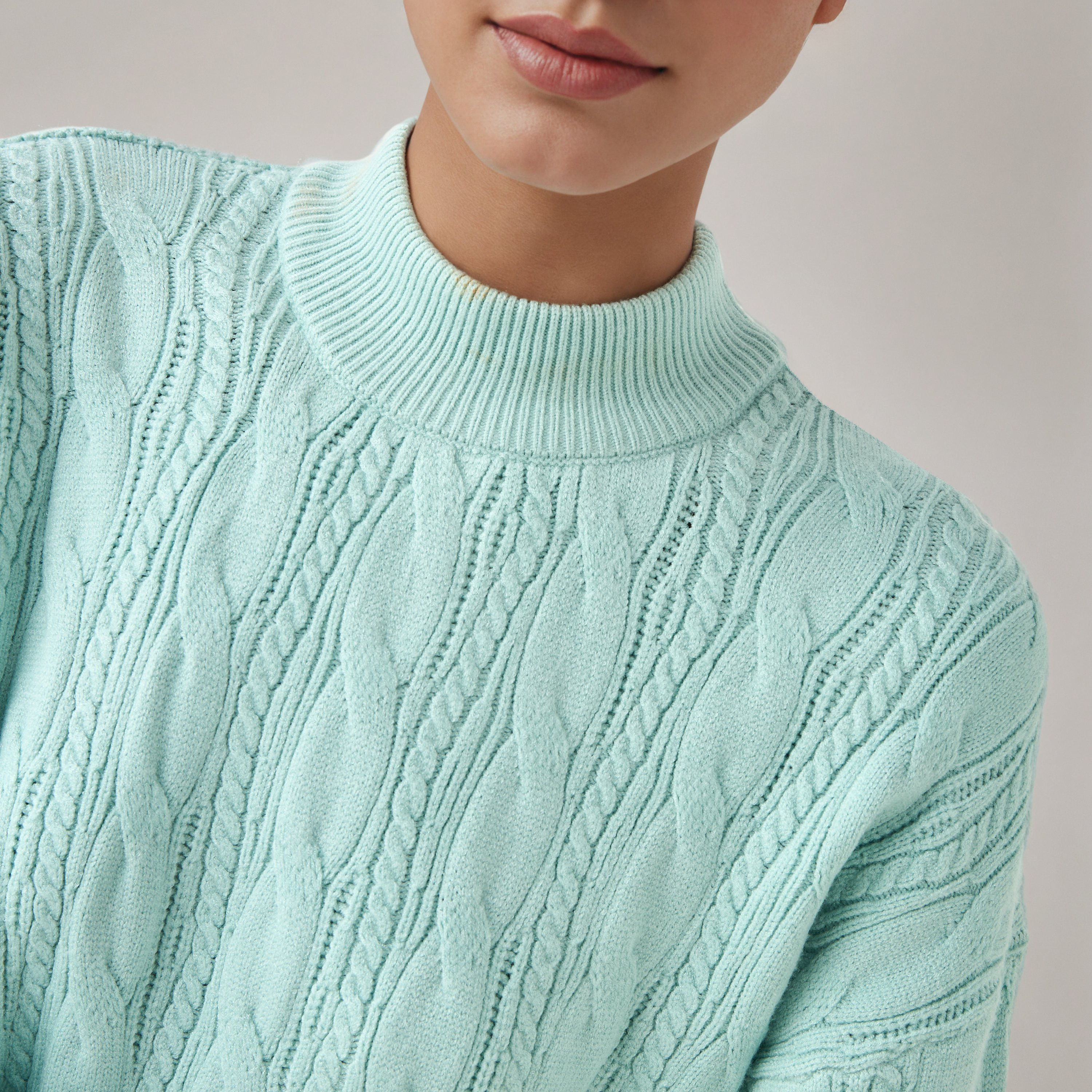 كنزة بوكسي بأكمام طويلة ونسيج كابل-women-clothing-cardigansandjumpers-jumpers-image-2