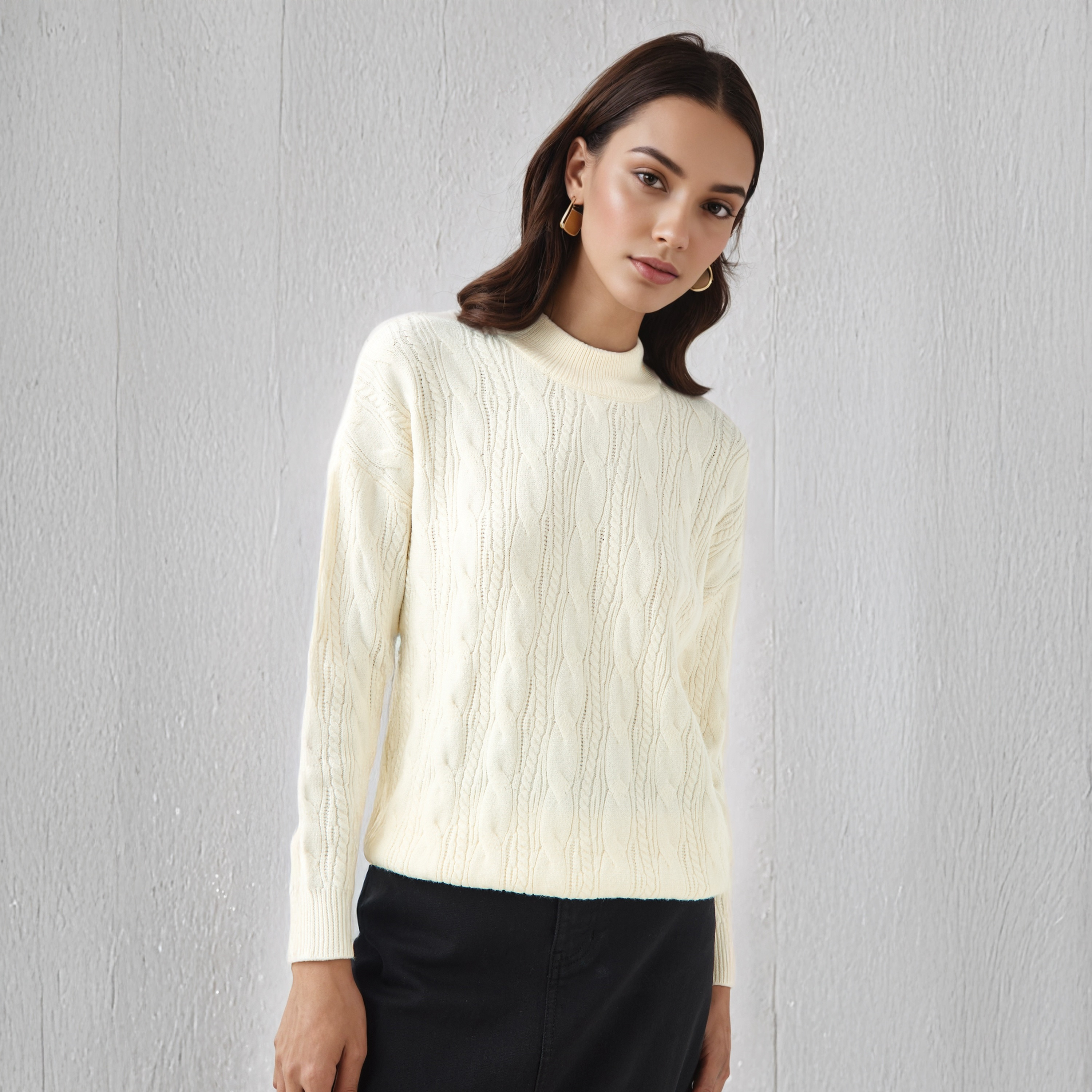 كنزة بوكسي بأكمام طويلة ونسيج كابل-women-clothing-cardigansandjumpers-jumpers-image-5