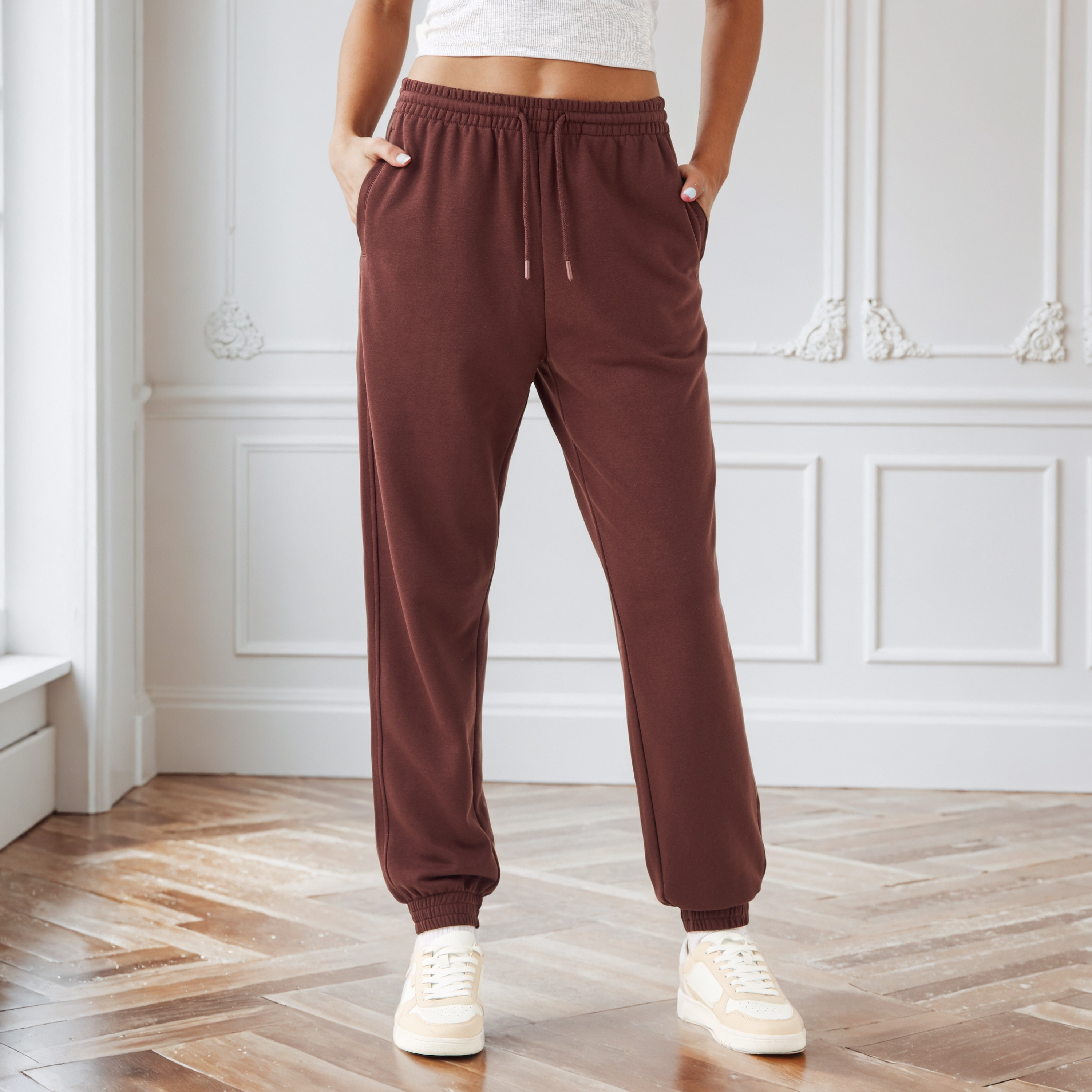 Regular Fit Flexi Waist Joggers with Pockets-women-clothing-bottoms-joggers-image-1