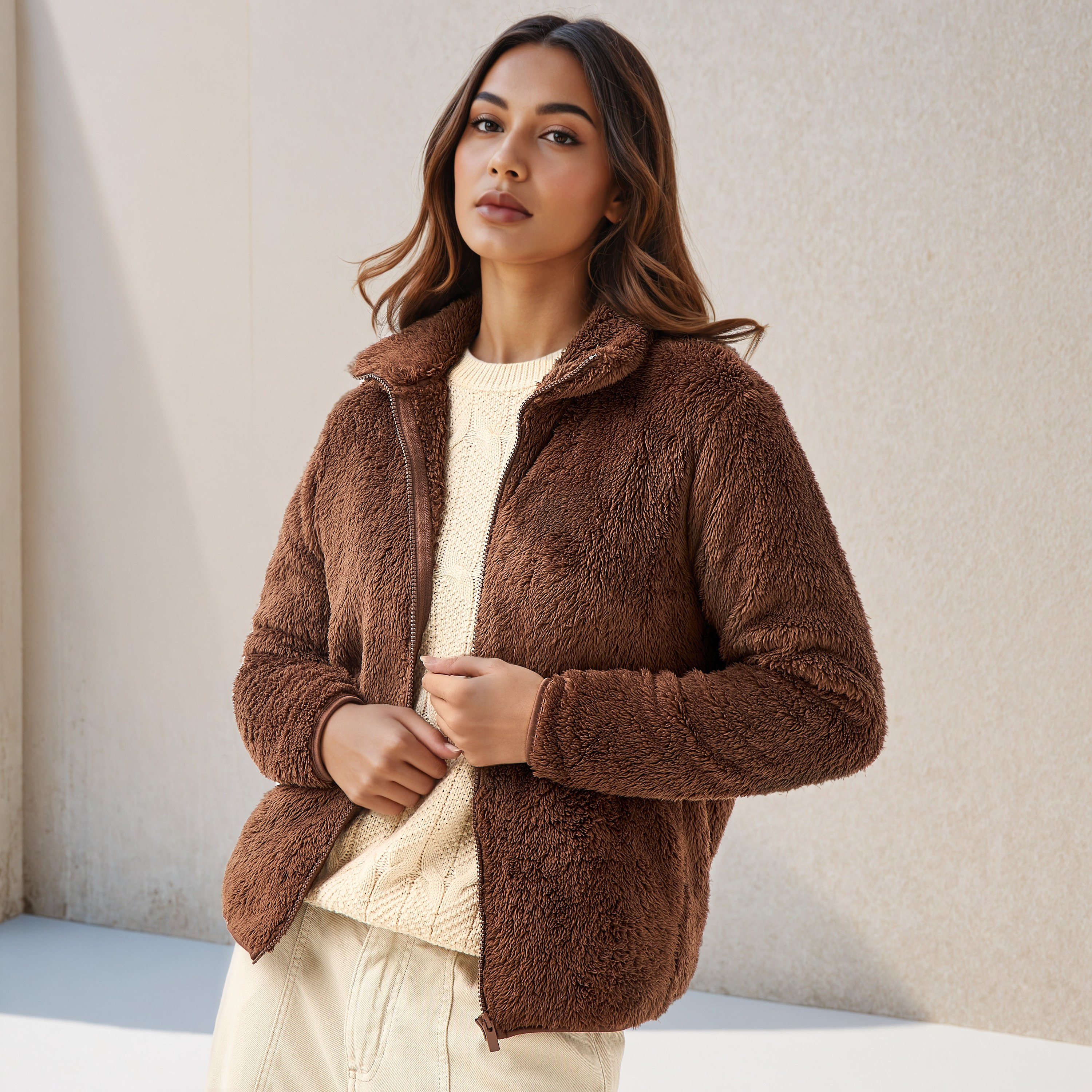 جاكيت بوليستر ببطانة شيربا-women-winterwear-coatsandjackets-jackets-image-1