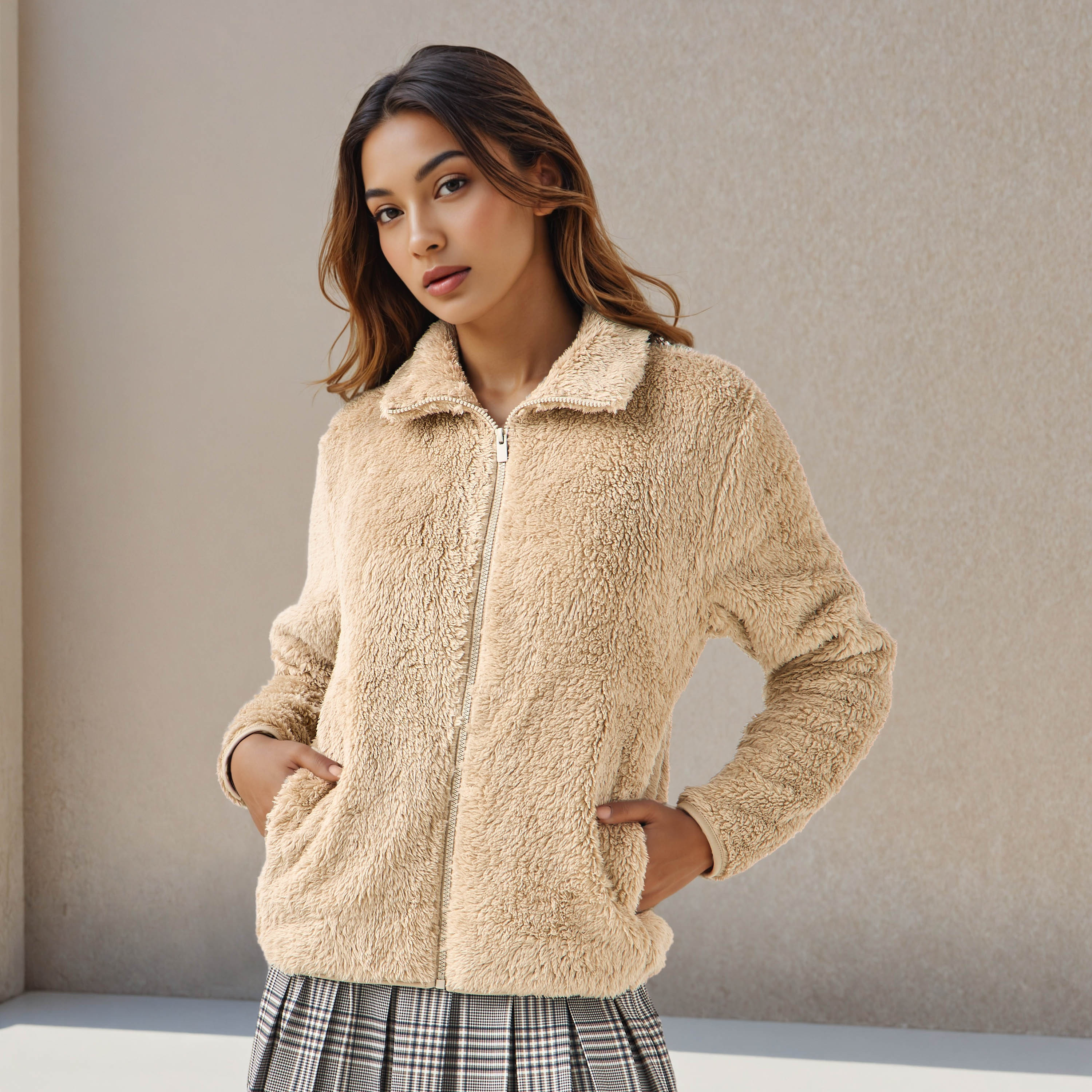 Polyester Jacket with Sherpa Lining-women-winterwear-coatsandjackets-jackets-image-1
