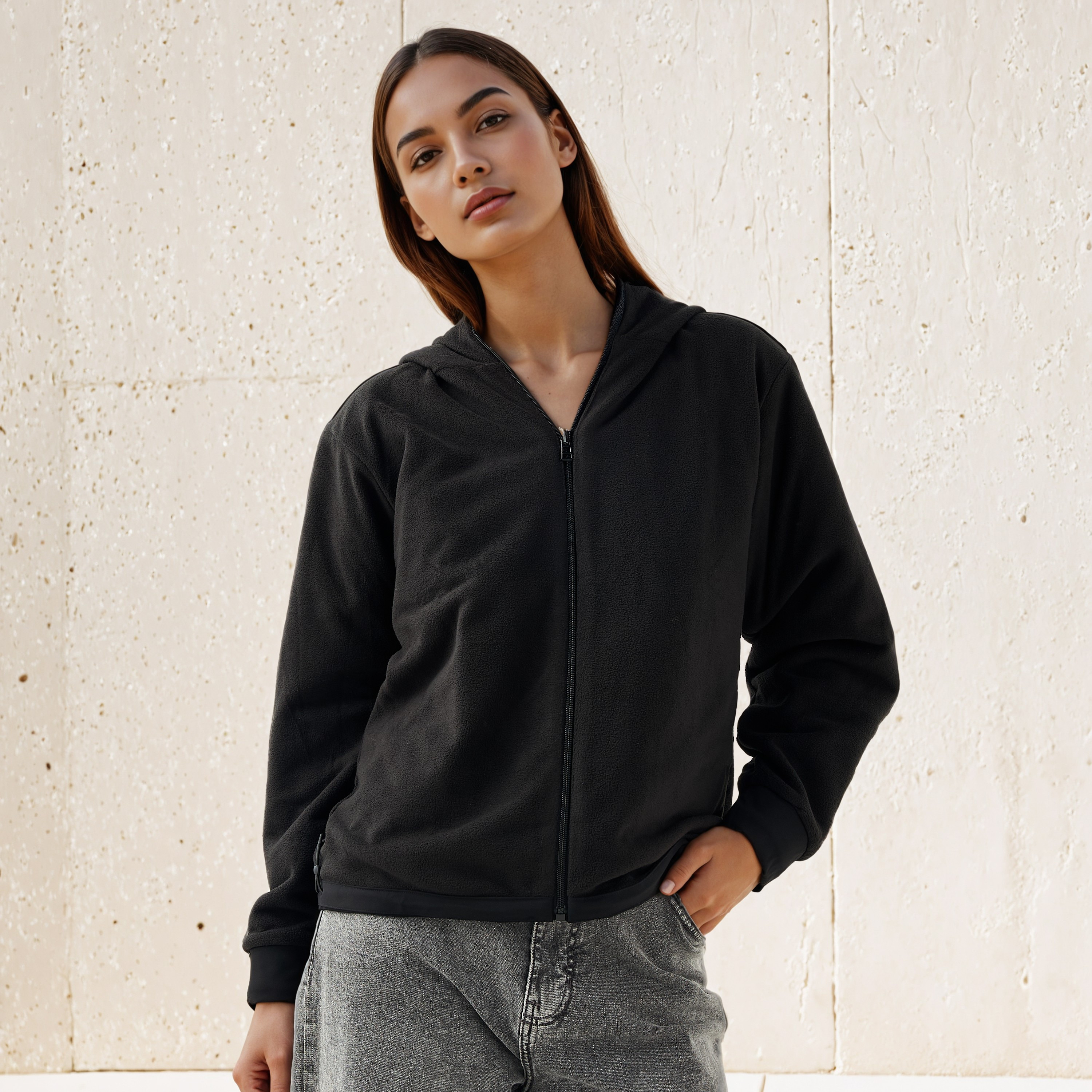Regular Fit Fleece Lined Hooded Jacket-women-winterwear-coatsandjackets-jackets-image-6