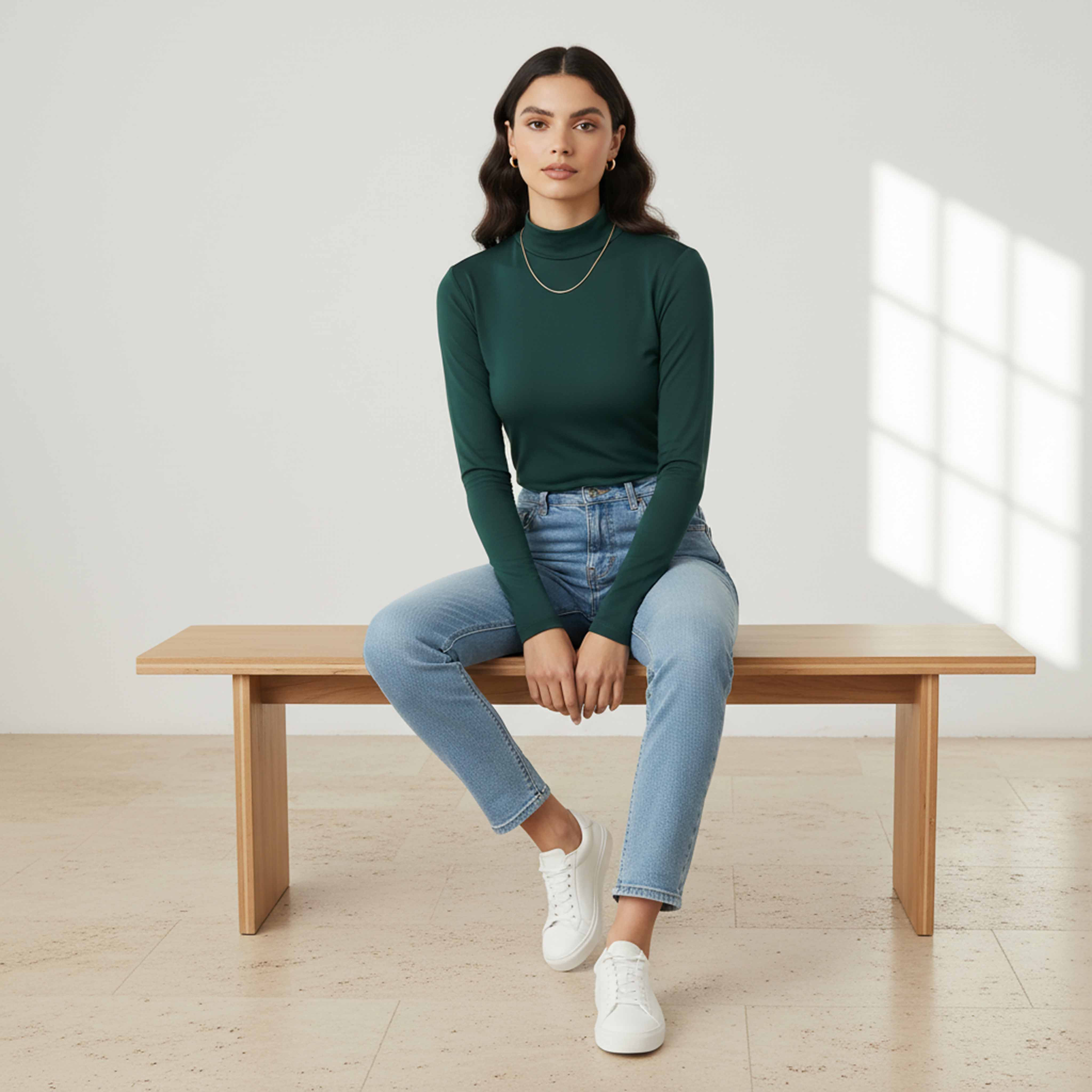 تيشيرت بقصة عادية وياقة عالية-women-clothing-tshirts-image-5