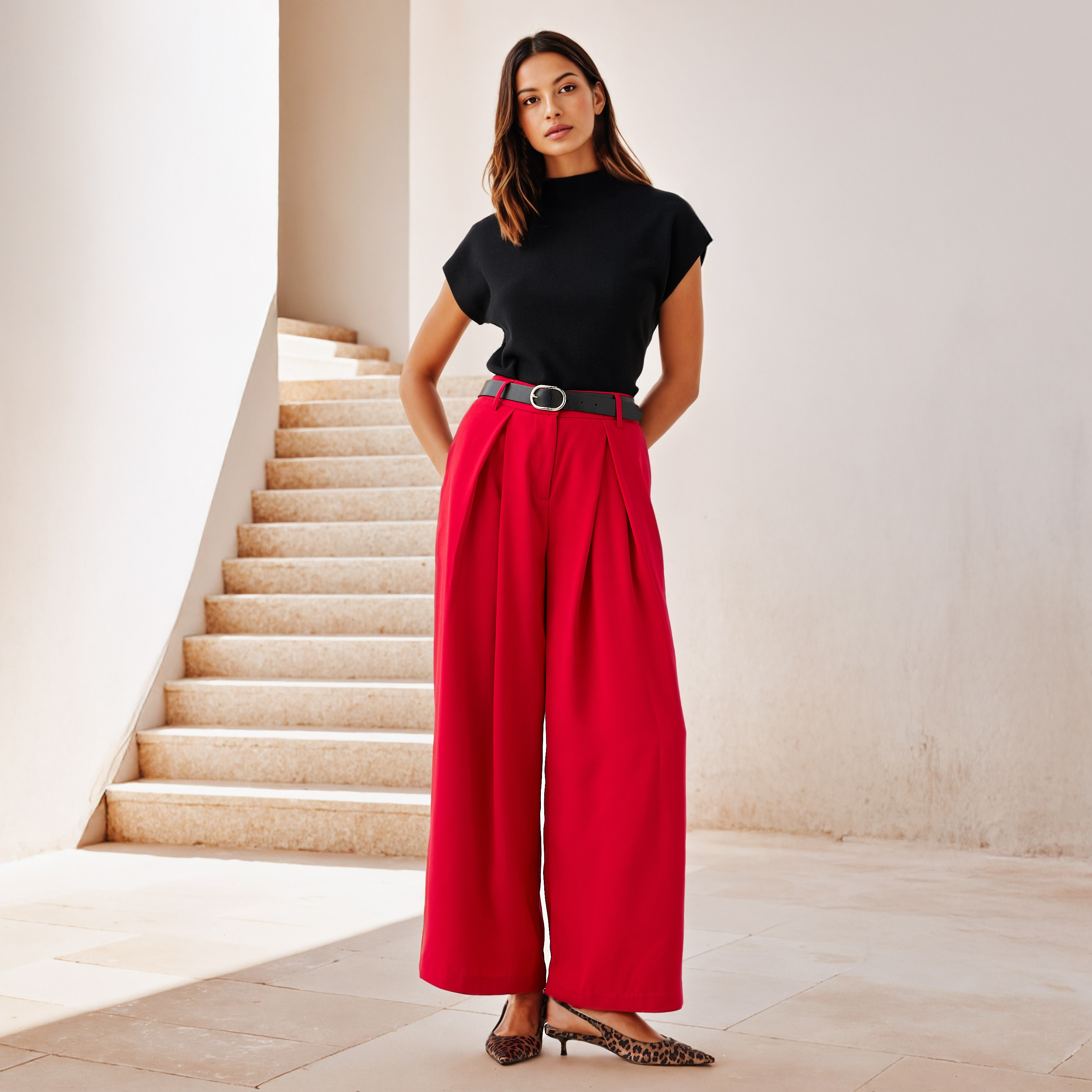 Ribbed High Neck Top with Extended Sleeves-women-clothing-shirtsandblouses-blouses-image-2