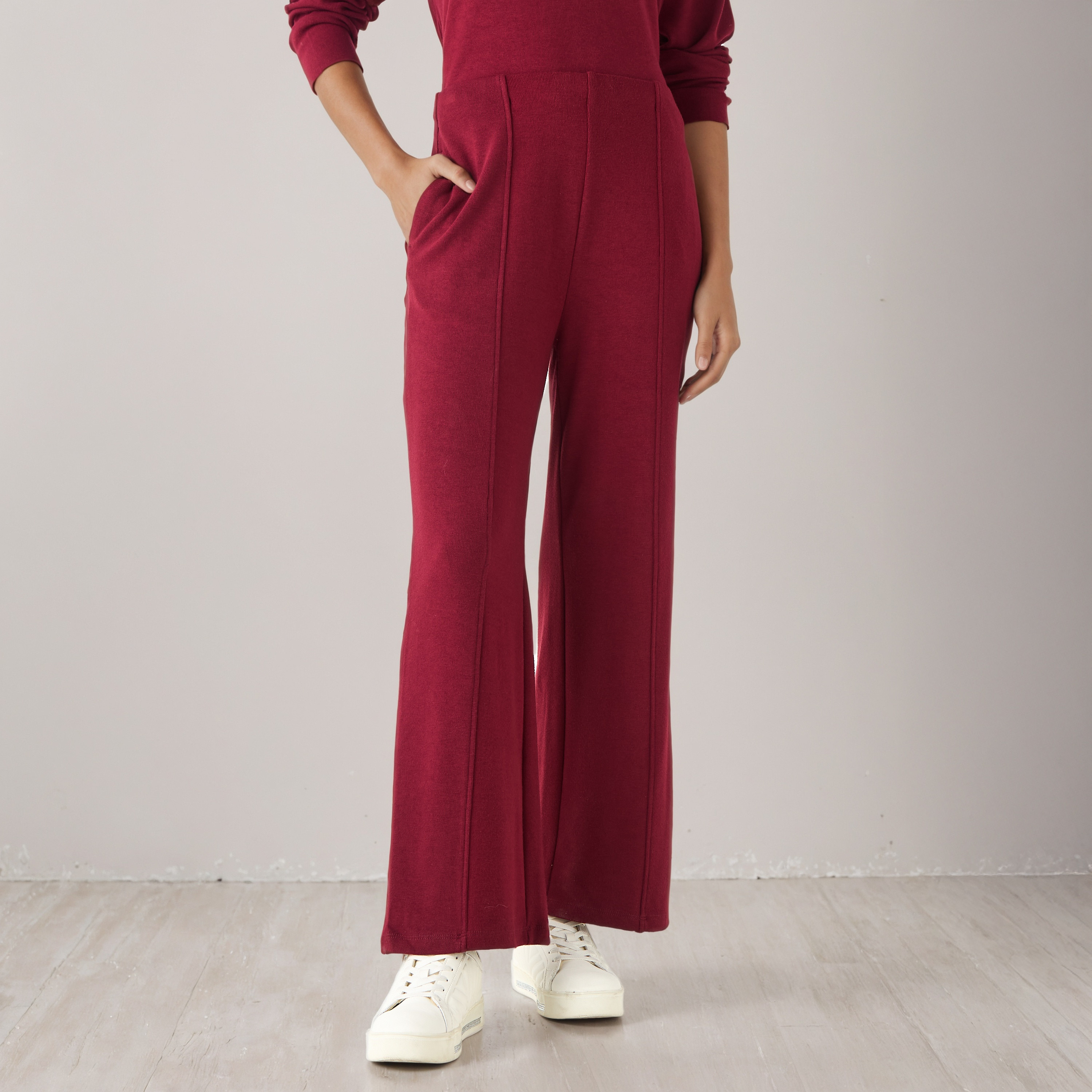 Wide Leg Flexi Waist Track Pants-women-clothing-bottoms-joggers-image-1