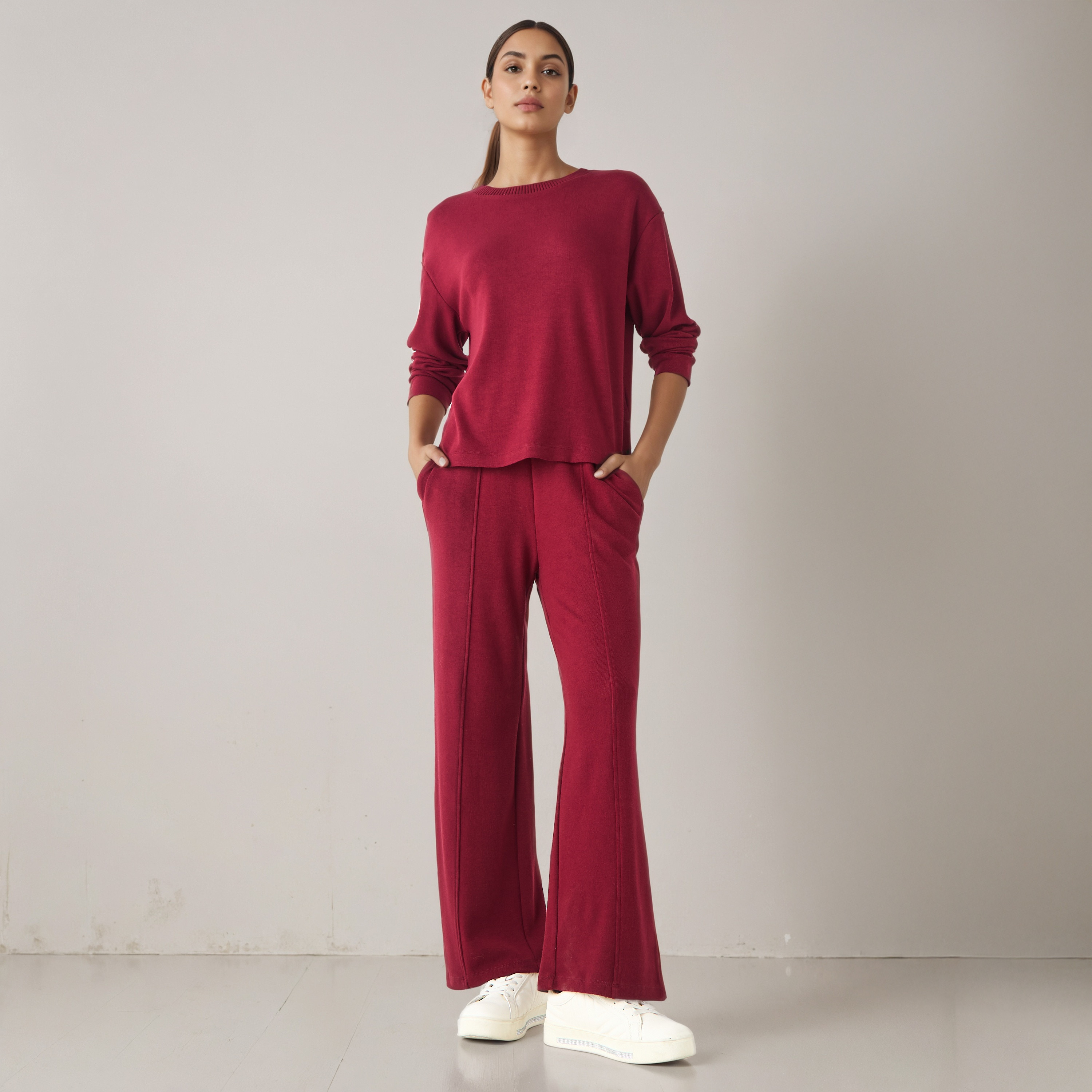 Wide Leg Flexi Waist Track Pants-women-clothing-bottoms-joggers-image-2