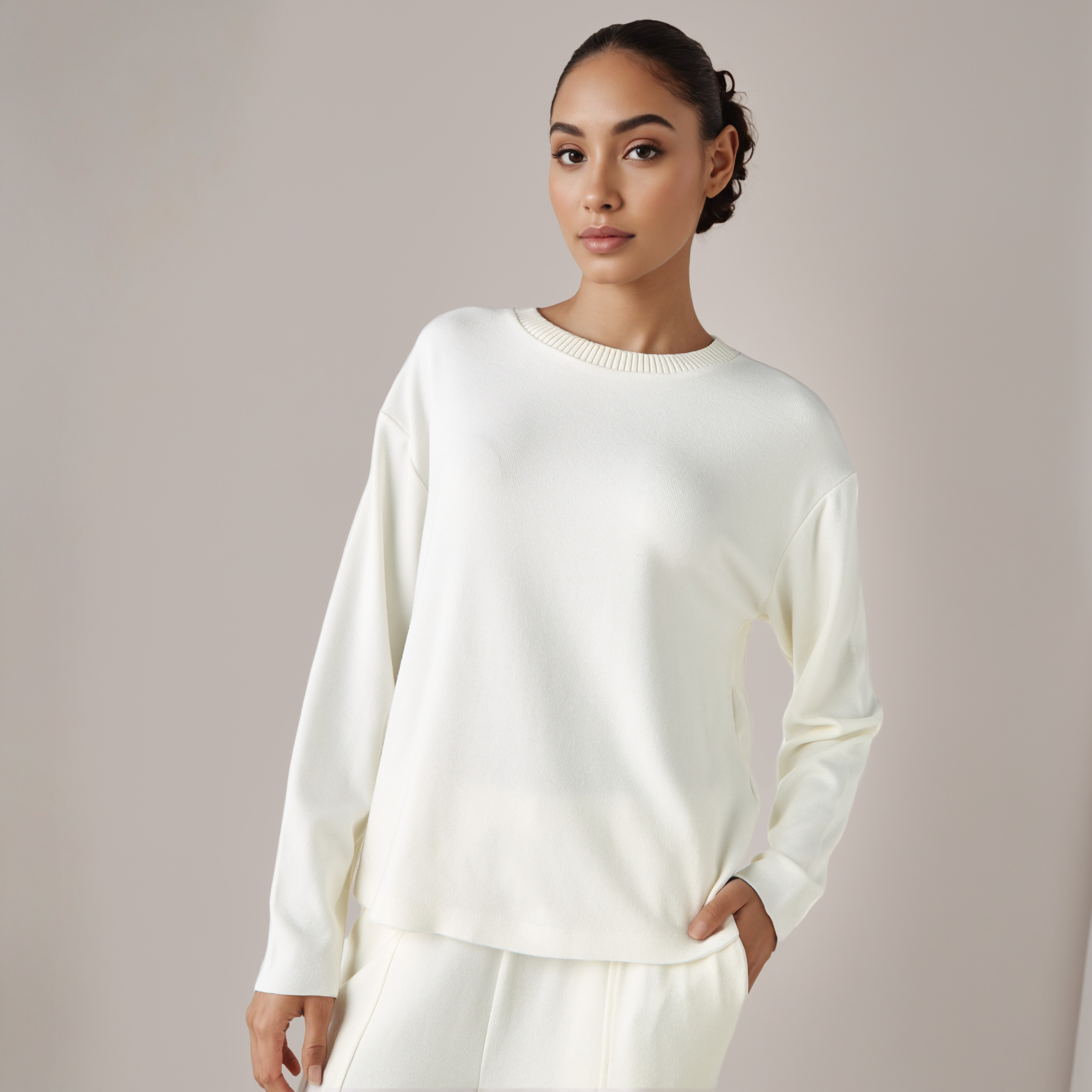 Regular Fit Ribbed Round Neck Sweater-women-clothing-cardigansandjumpers-jumpers-image-1