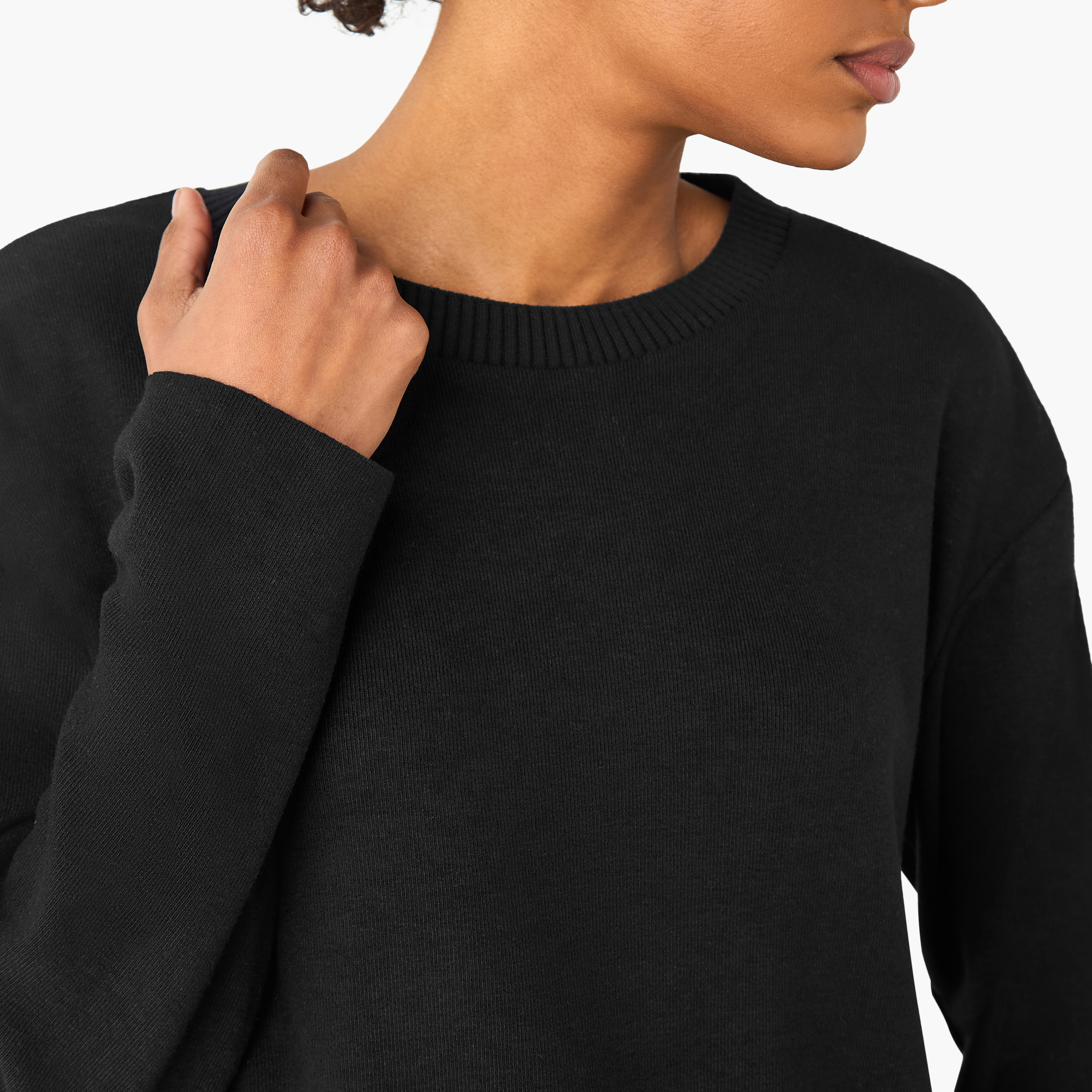 كنزة مضلعة بقصّة عادية وياقة مستديرة-women-clothing-cardigansandjumpers-jumpers-image-2