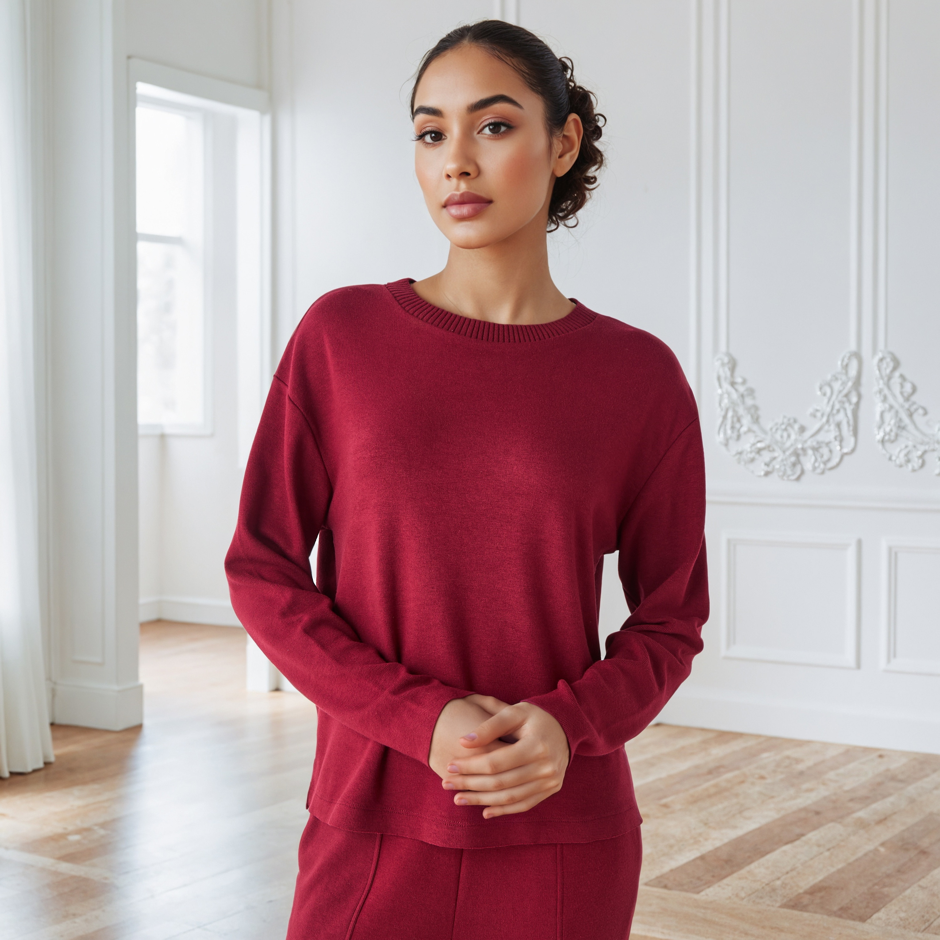 Regular Fit Ribbed Round Neck Sweater-women-clothing-cardigansandjumpers-jumpers-image-1