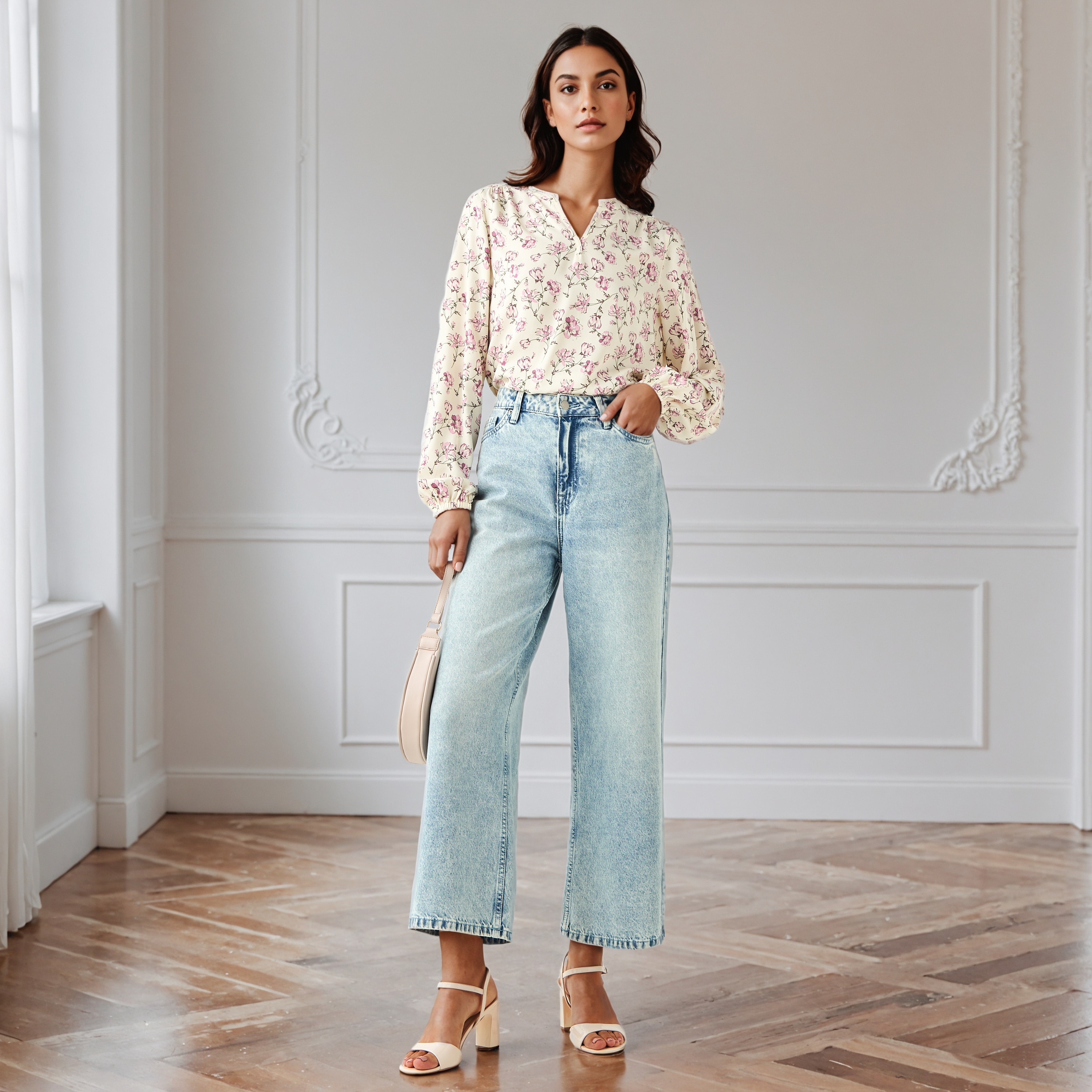 بلوزة بياقة عادية وطبعات زهرية-women-clothing-shirtsandblouses-blouses-image-2