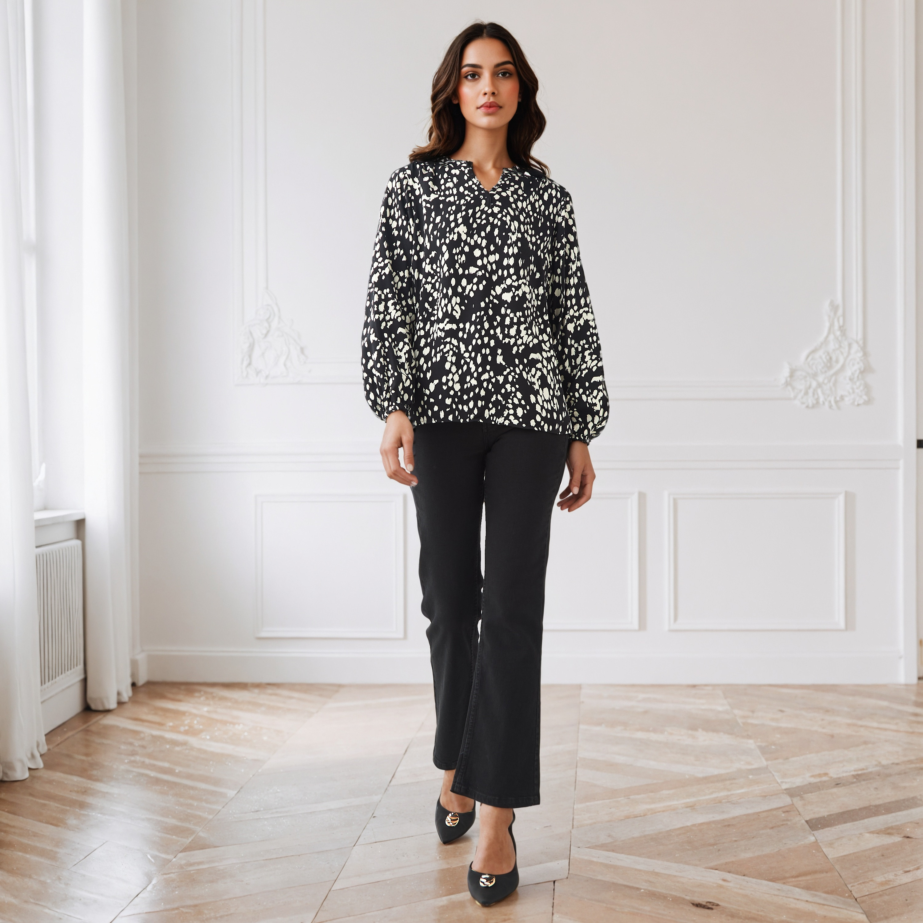 All-Over Print Top with Collar-women-clothing-shirtsandblouses-blouses-image-2