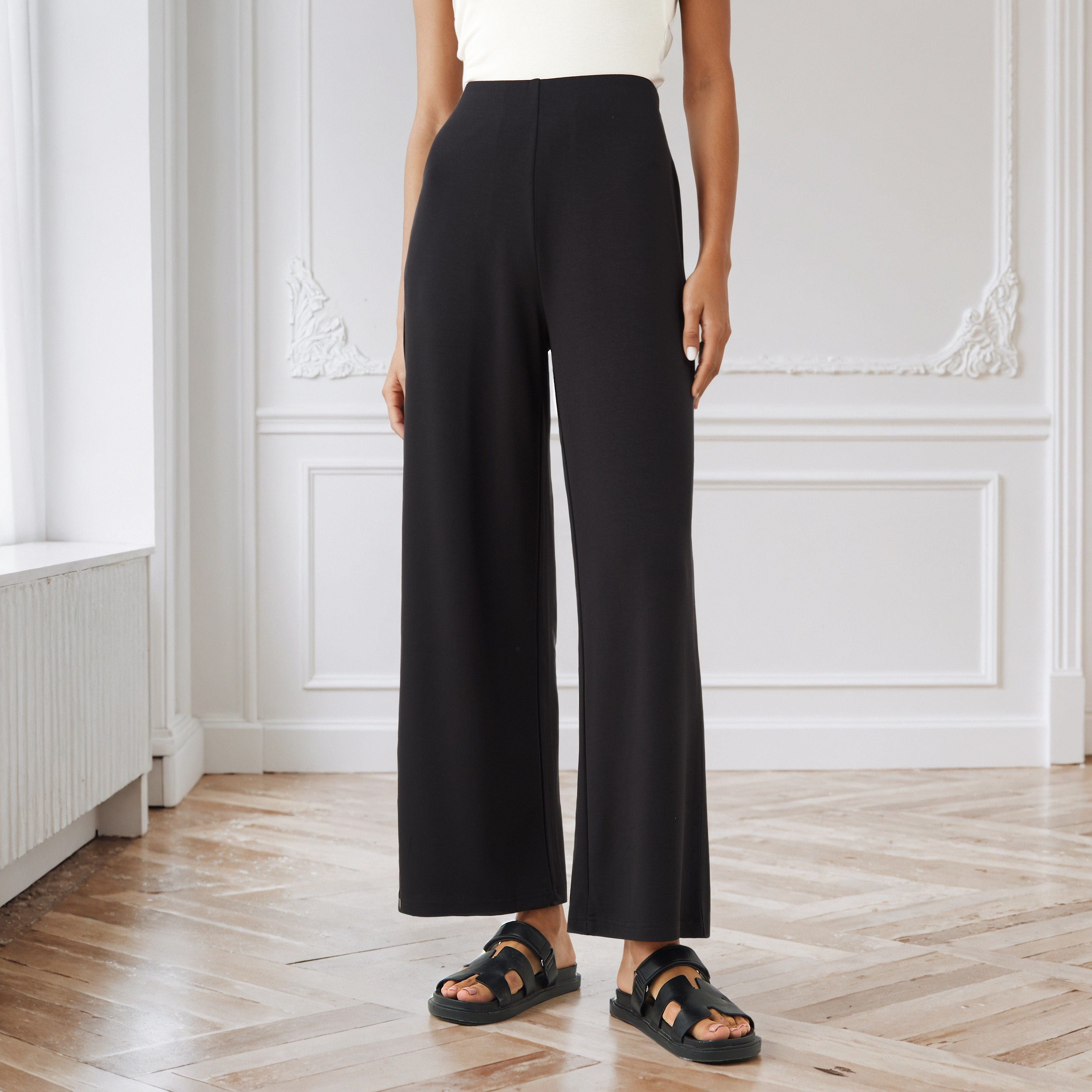 Flexi Waist Palazzo Pants with Pockets-women-clothing-bottoms-trousers-image-1