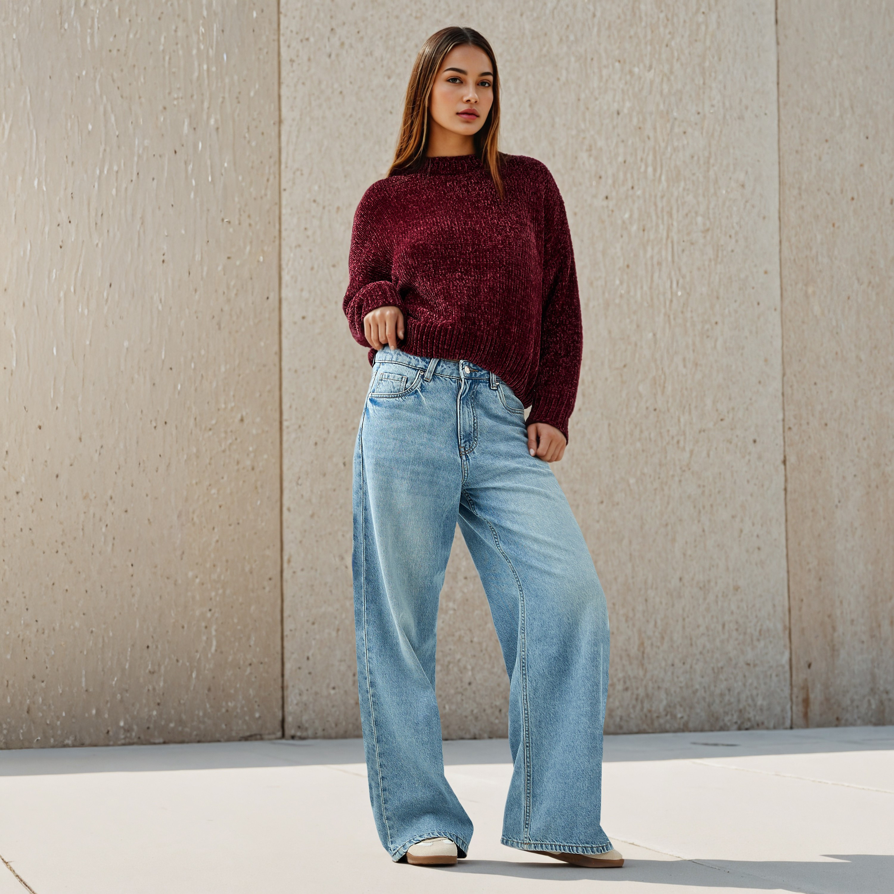 Textured Drop Shoulder Chanille Sweater-women-clothing-cardigansandjumpers-jumpers-image-2