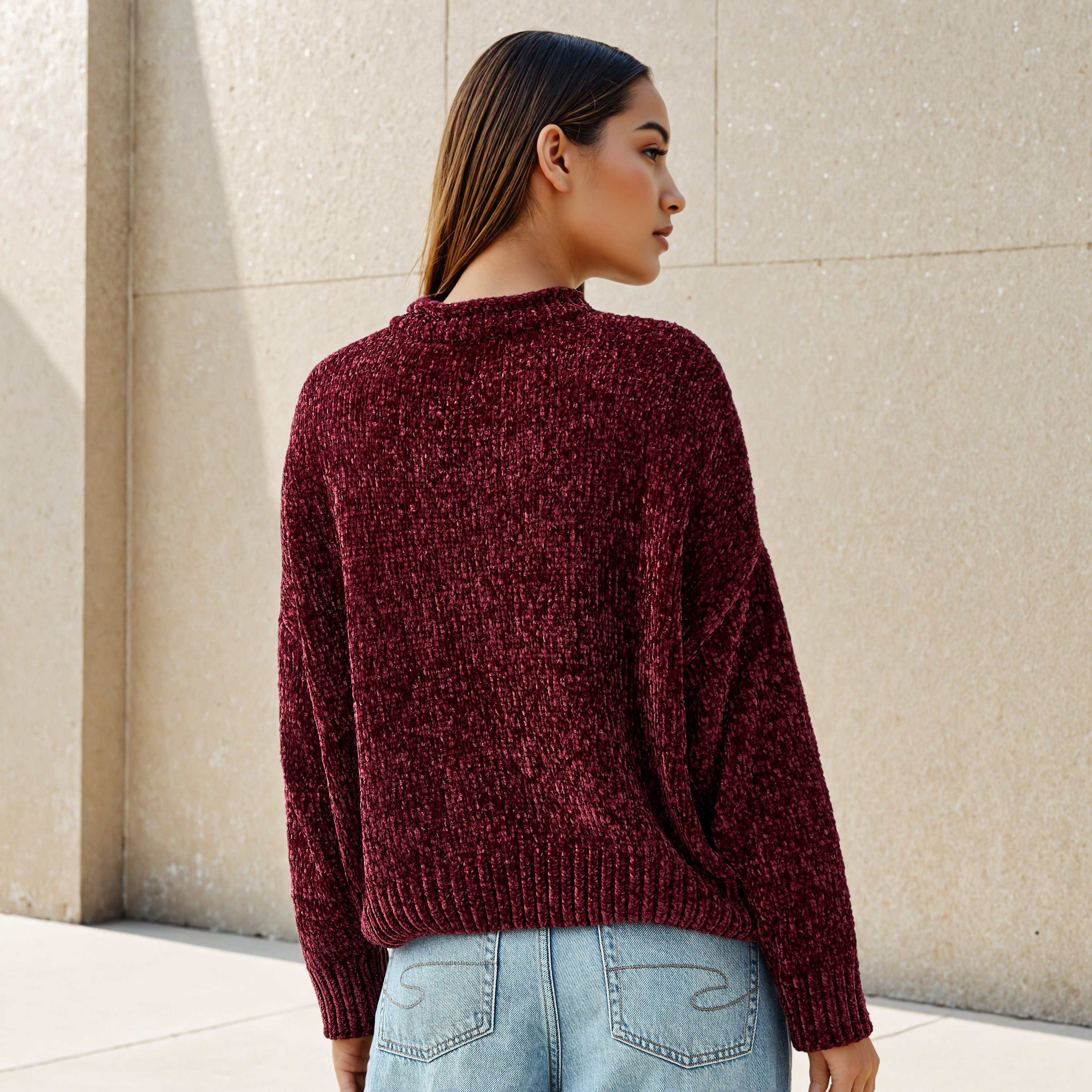 Textured Drop Shoulder Chanille Sweater-women-clothing-cardigansandjumpers-jumpers-image-3