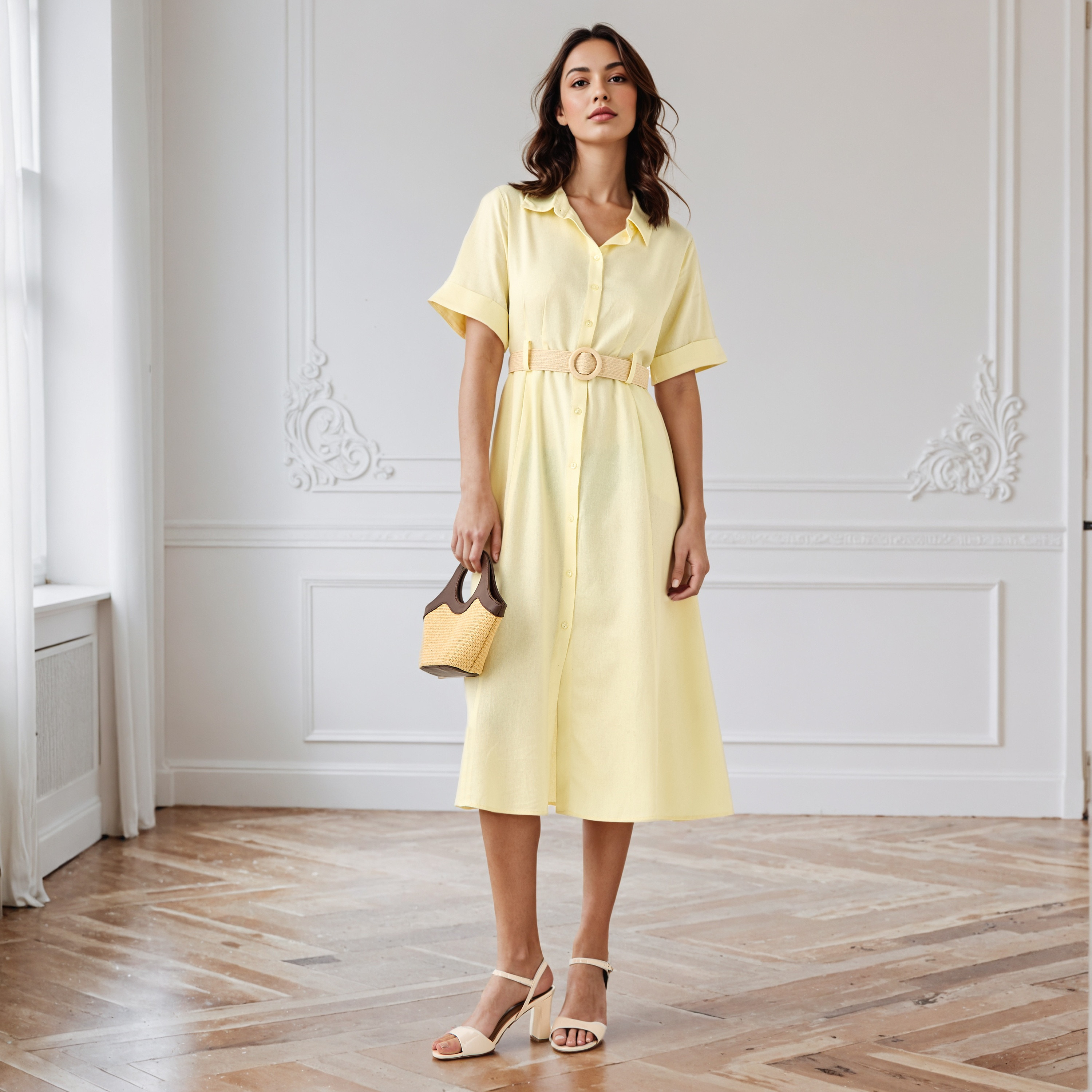 فستان قميص إيه لاين بجيوب-women-clothing-dresses-image-2