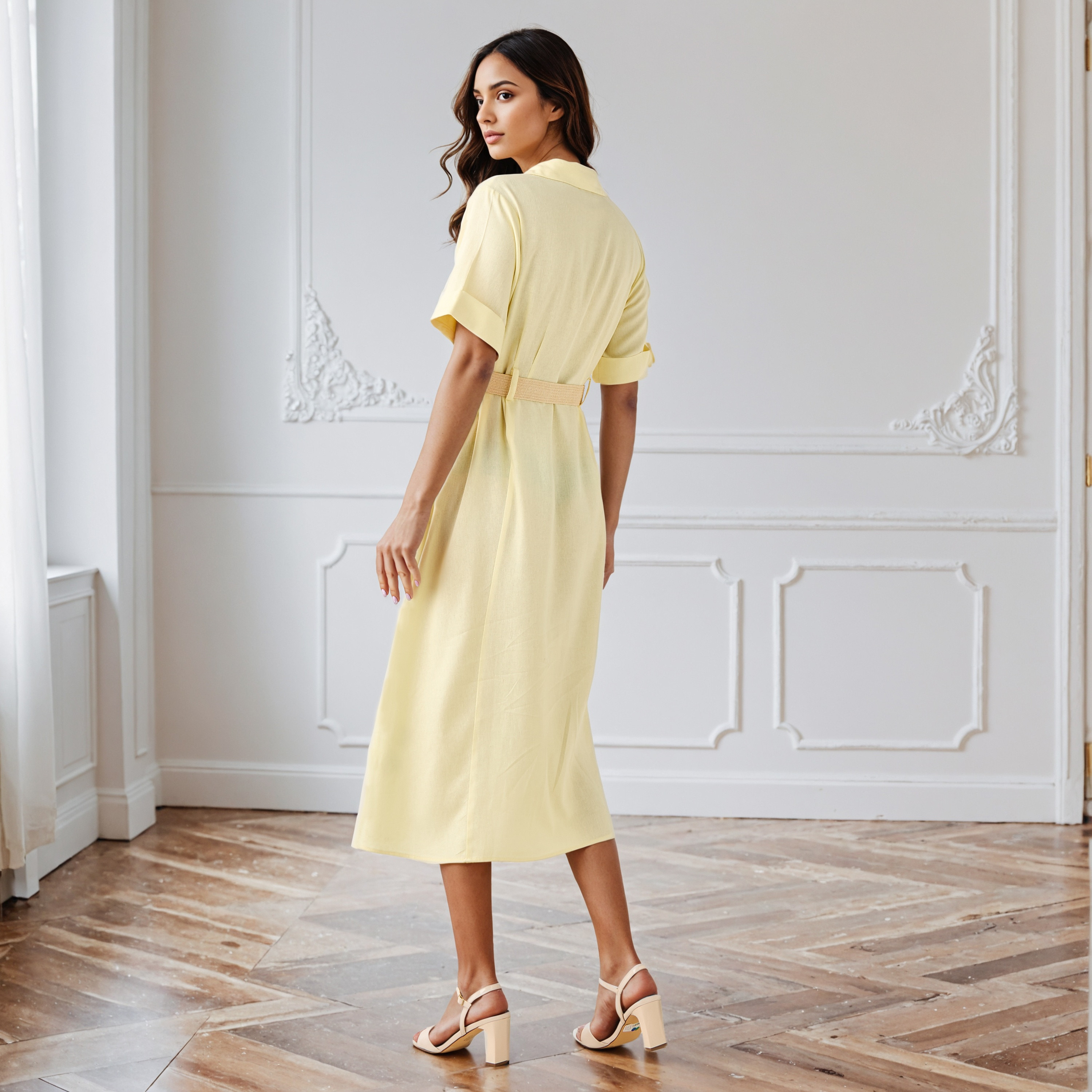 فستان قميص إيه لاين بجيوب-women-clothing-dresses-image-3