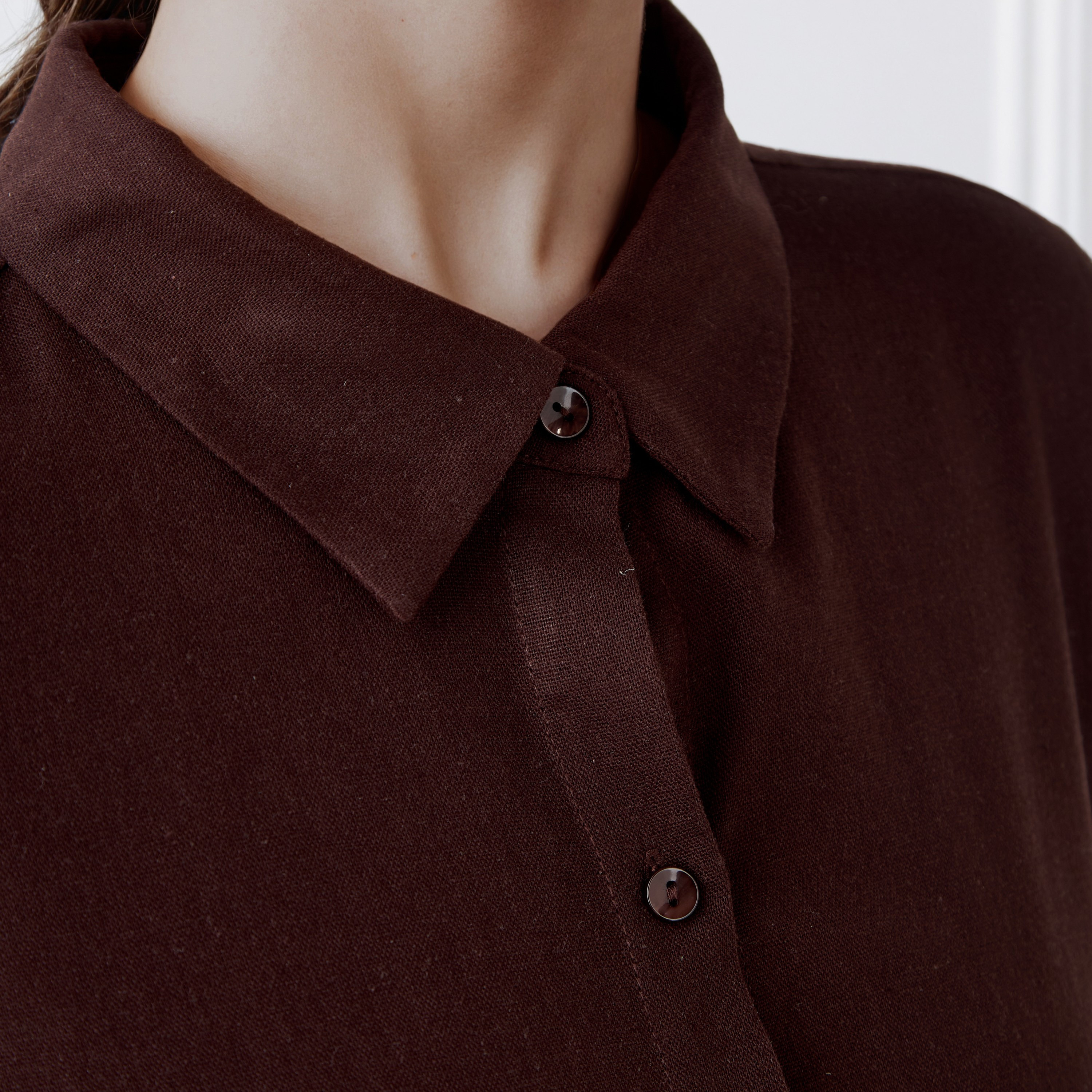 A-line Linen Blend Shirt Dress with Pockets-women-clothing-dresses-image-5