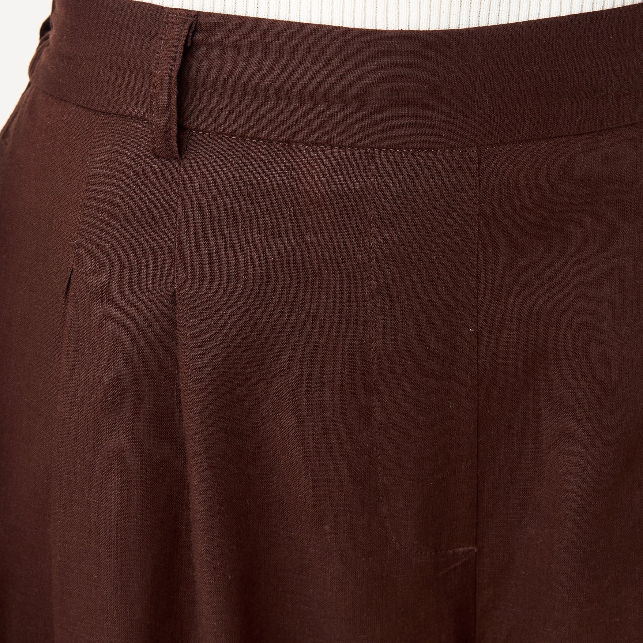 Pleated Linen Blend Wide Leg Flexi Waist Trousers-women-clothing-bottoms-trousers-image-5