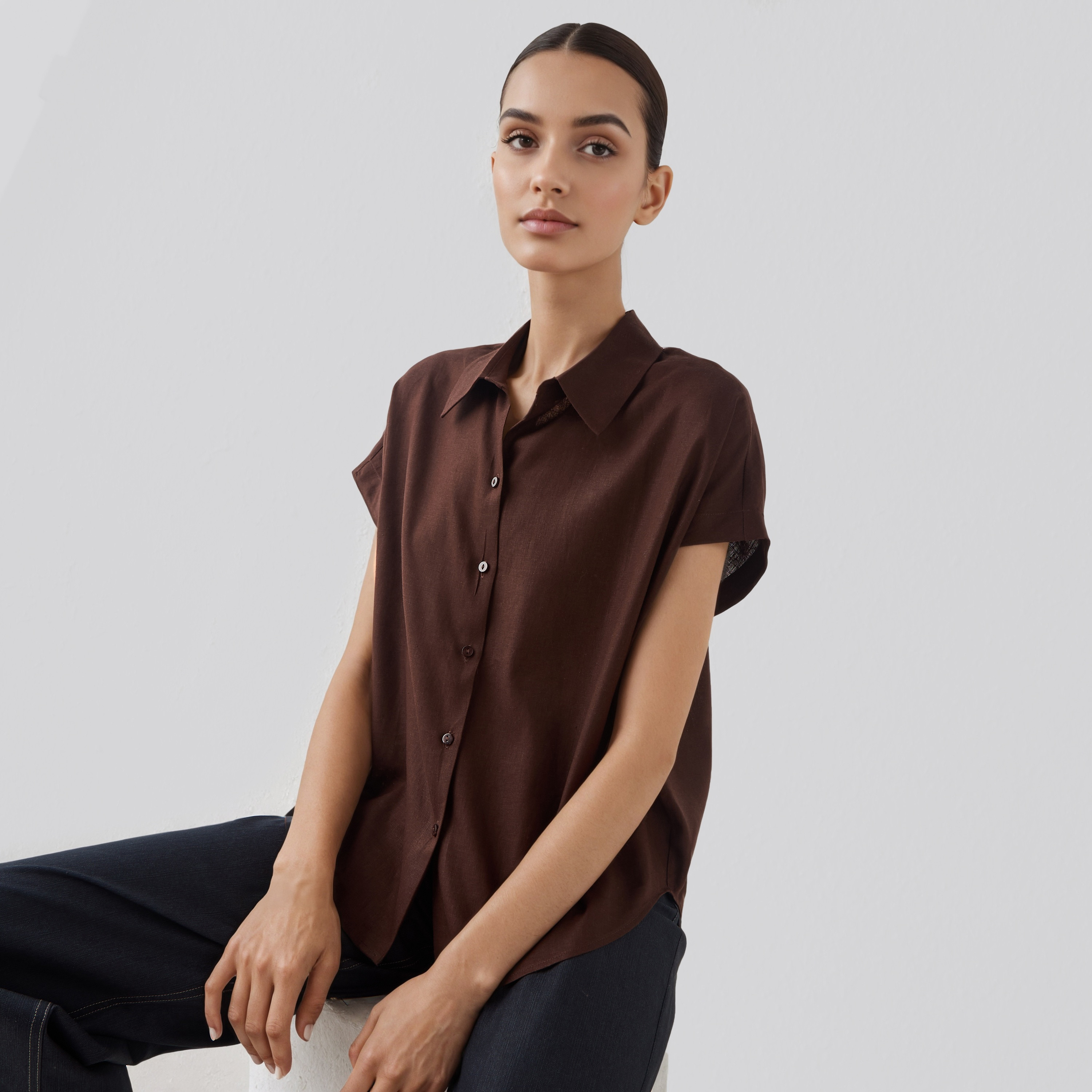 Regular Fit Linen Blend Shirt-women-clothing-shirtsandblouses-blouses-image-1