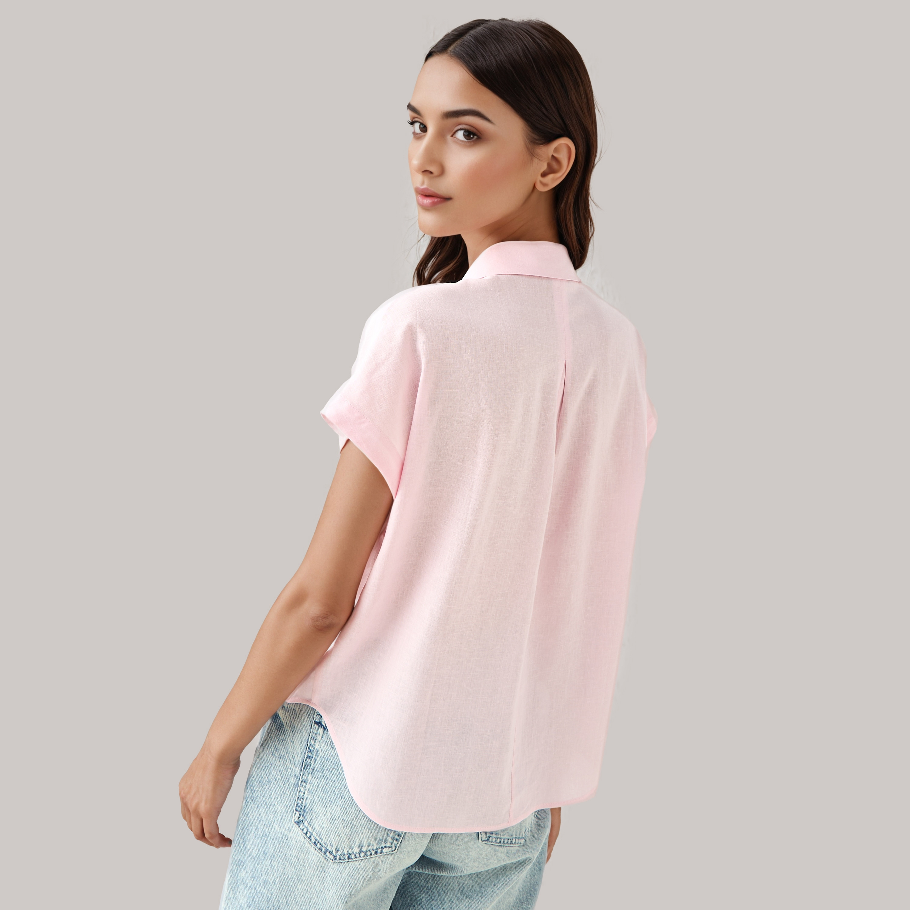 قميص من مزيج الكتان بقصّة عادية-women-clothing-shirtsandblouses-blouses-image-3