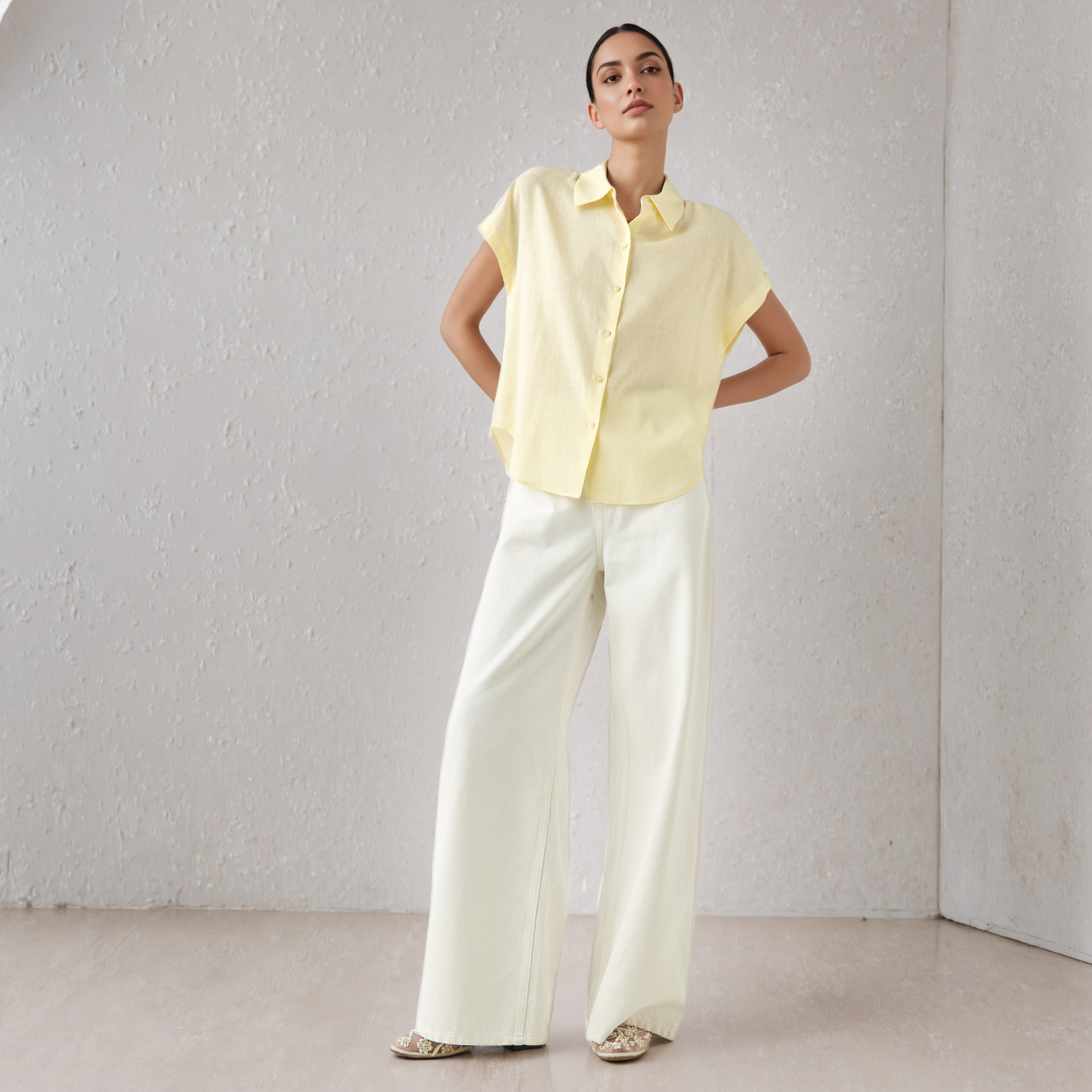 Regular Fit Linen Blend Shirt-women-clothing-shirtsandblouses-blouses-image-2