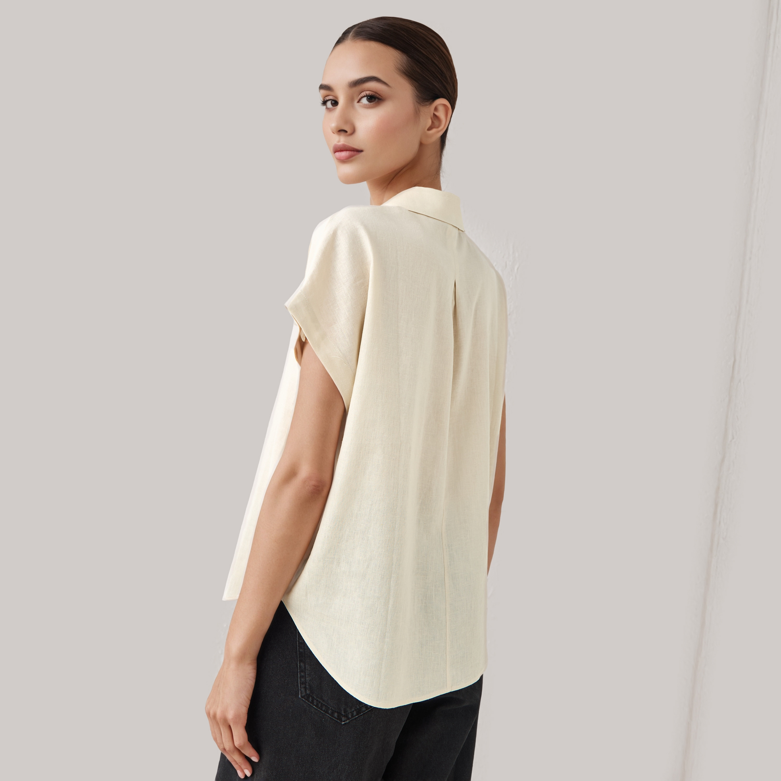 Regular Fit Linen Blend Shirt-women-clothing-shirtsandblouses-blouses-image-3