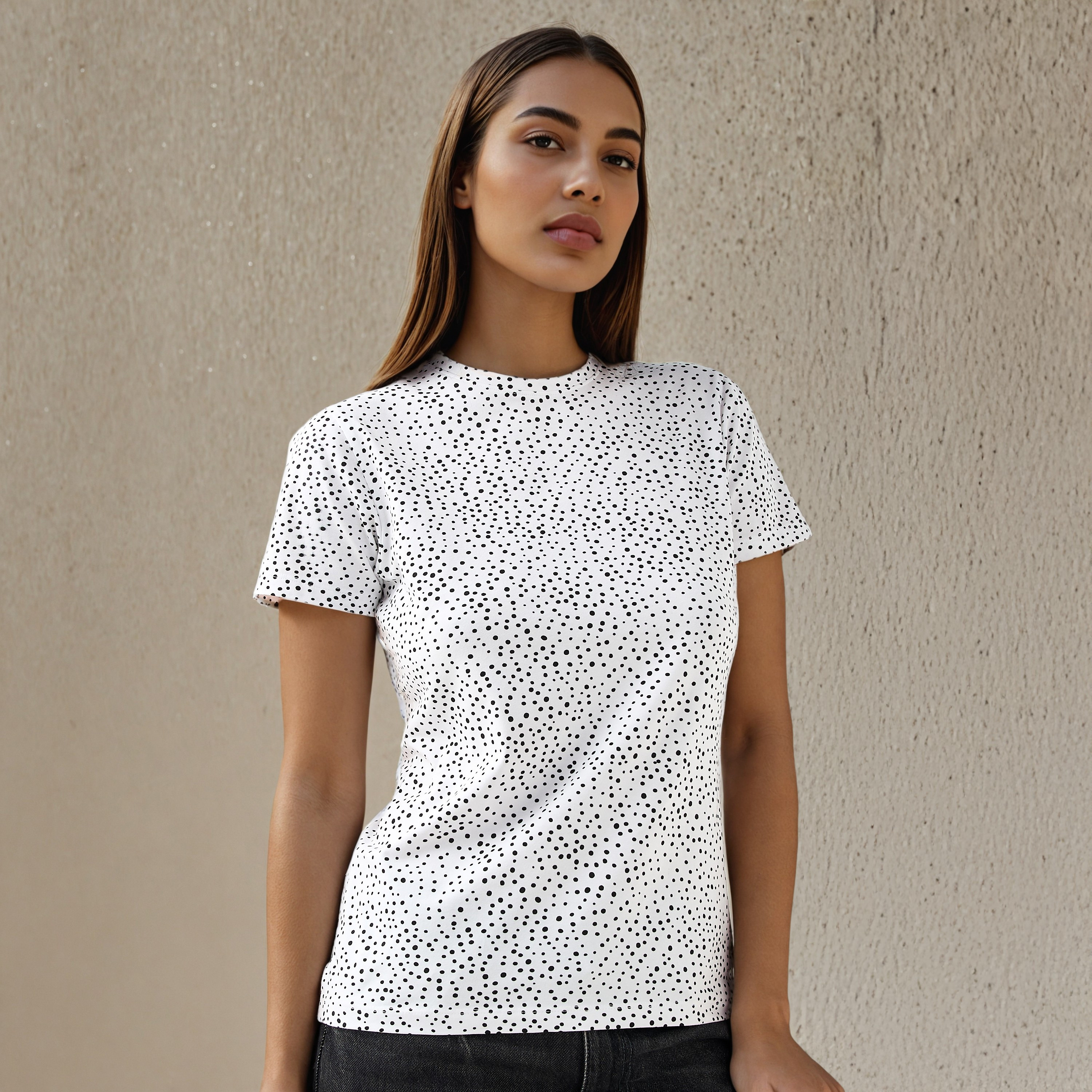 T-shirt Slim Fit with Polka Dot Print-women-clothing-tshirts-image-1