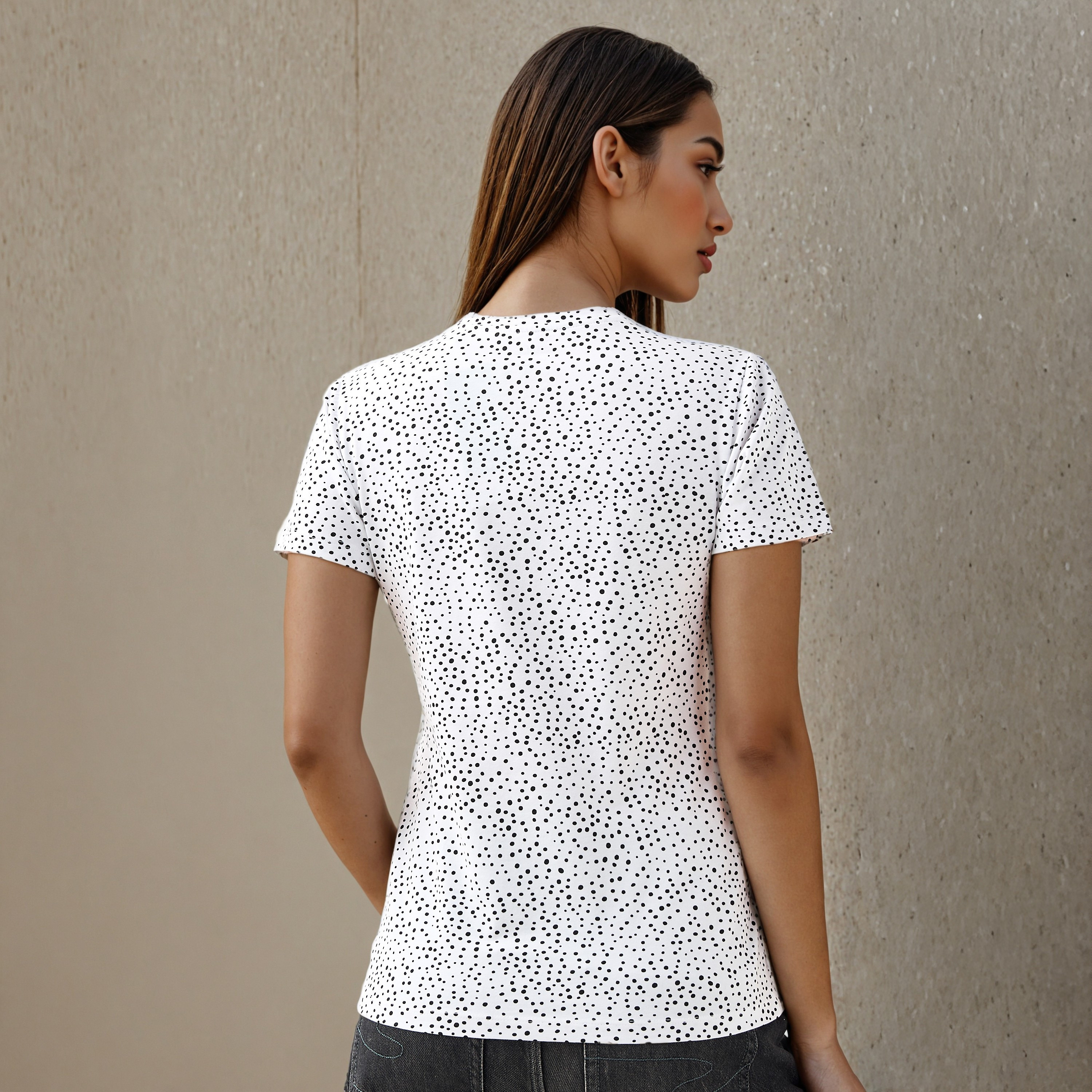 T-shirt Slim Fit with Polka Dot Print-women-clothing-tshirts-image-4