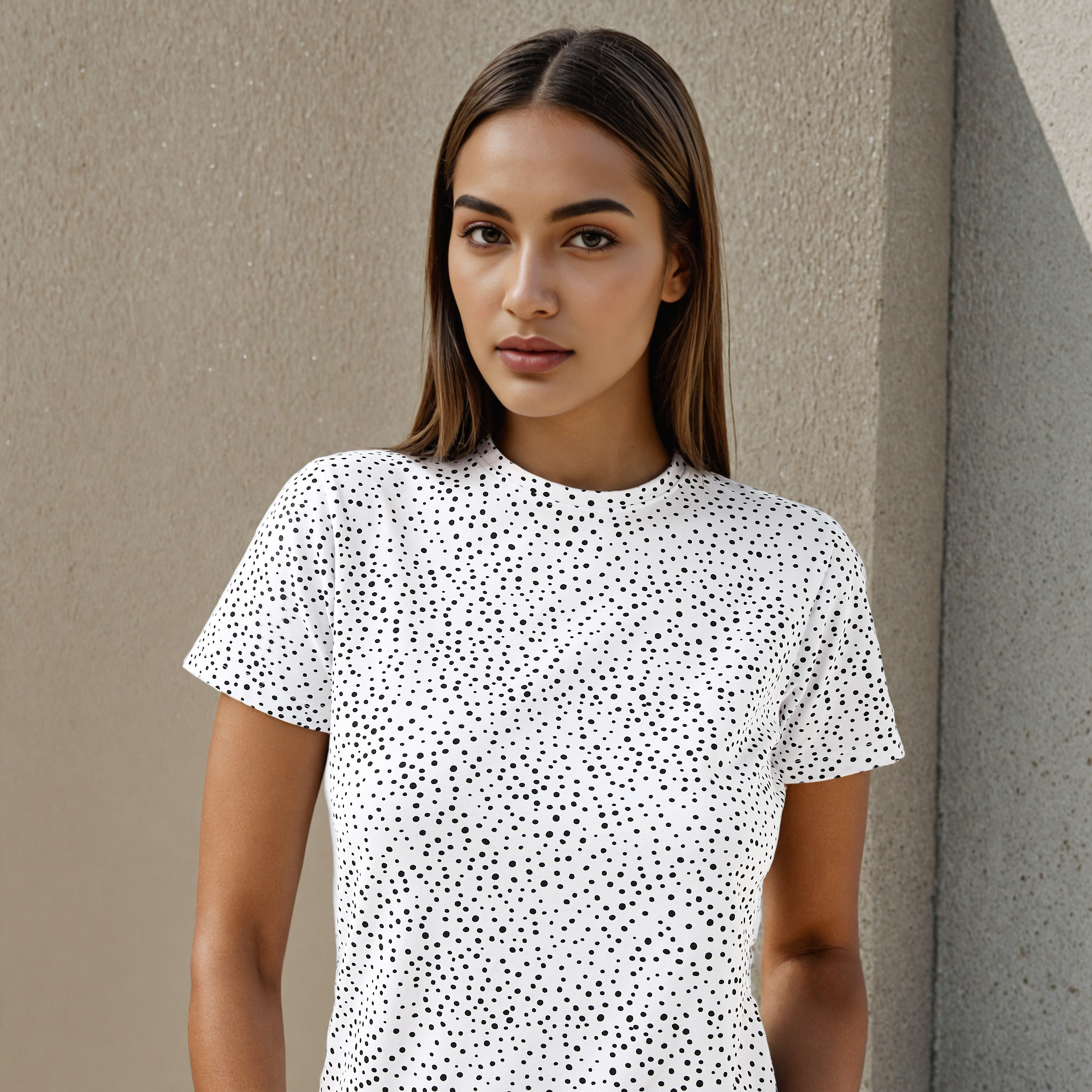 T-shirt Slim Fit with Polka Dot Print-women-clothing-tshirts-image-5