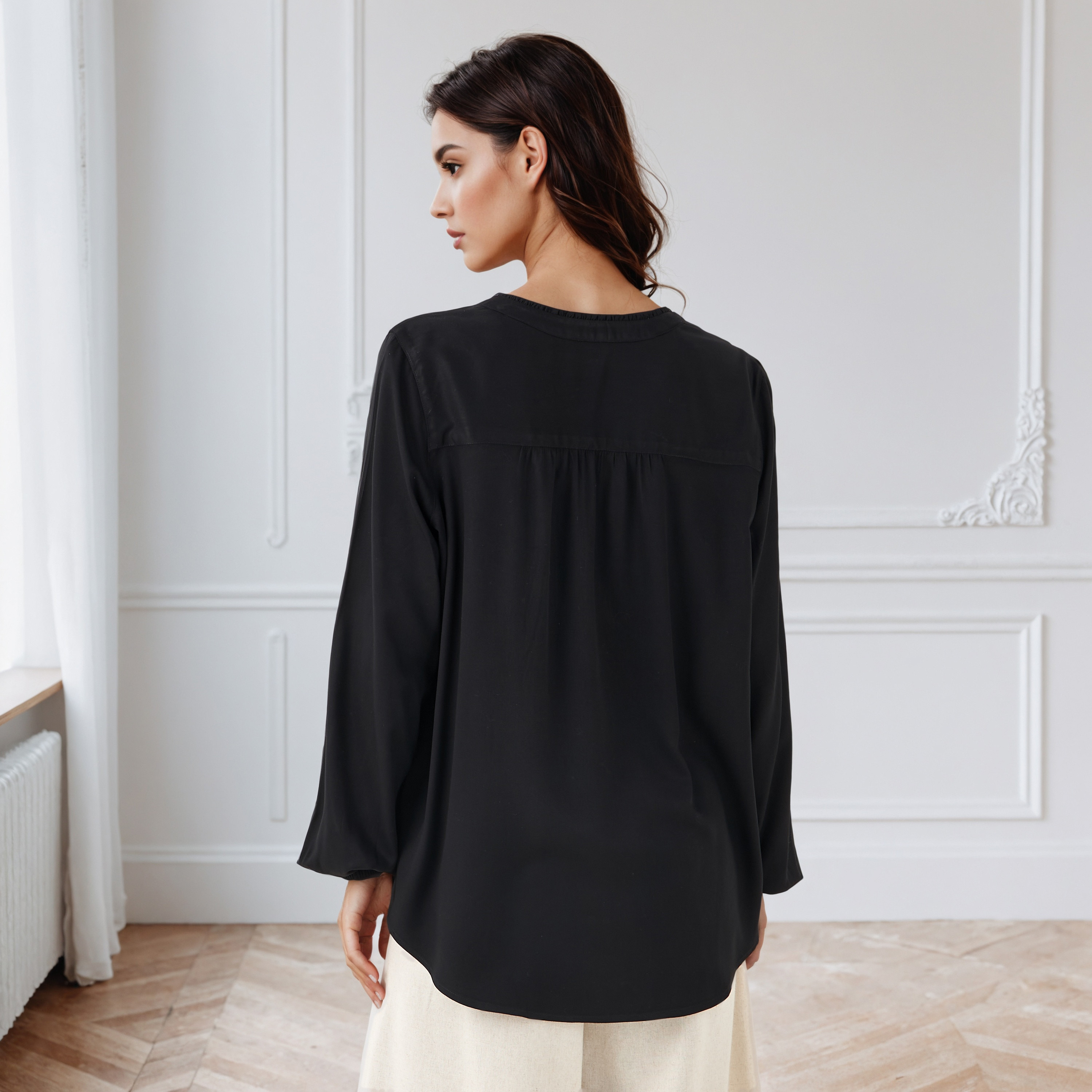 Regular Fit Viscose V-neck Top-women-clothing-shirtsandblouses-blouses-image-3