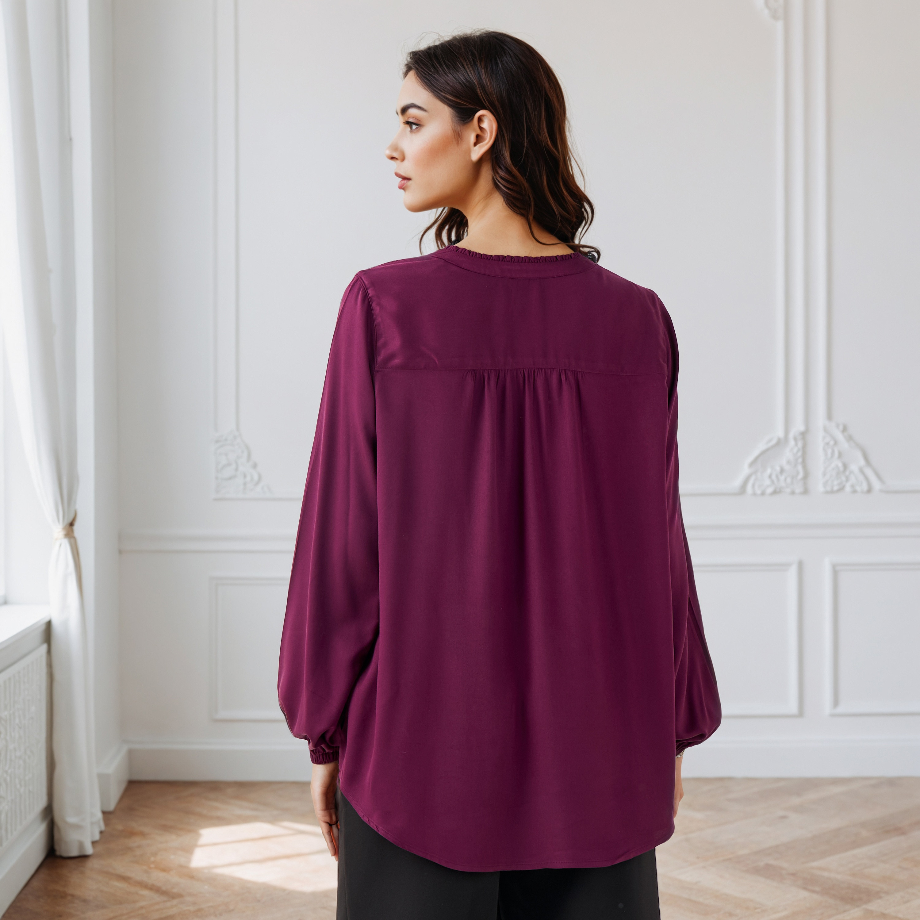 Regular Fit Viscose V-neck Top-women-clothing-shirtsandblouses-blouses-image-3