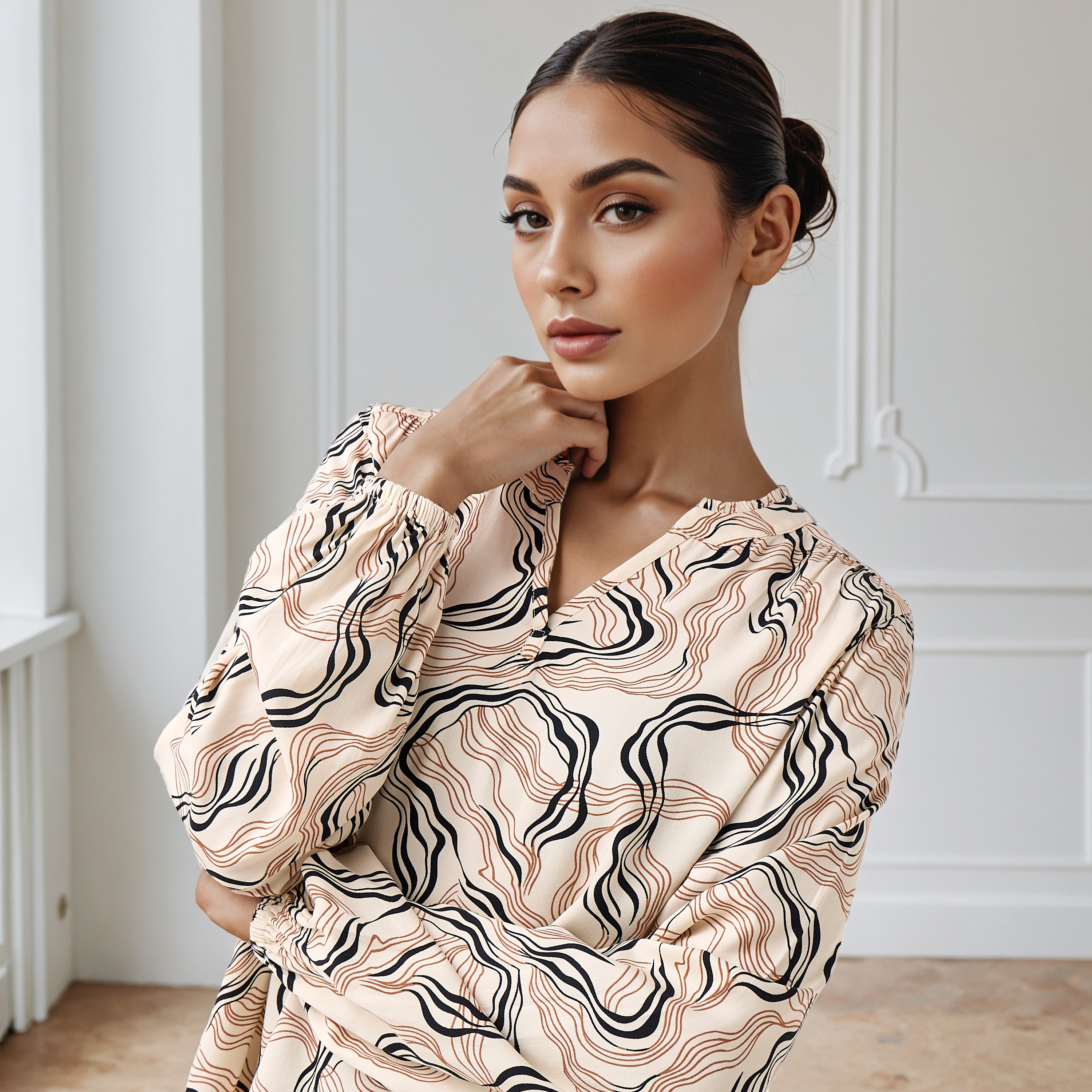 Regular Fit Viscose Top with All-Over Print-women-clothing-shirtsandblouses-blouses-image-4