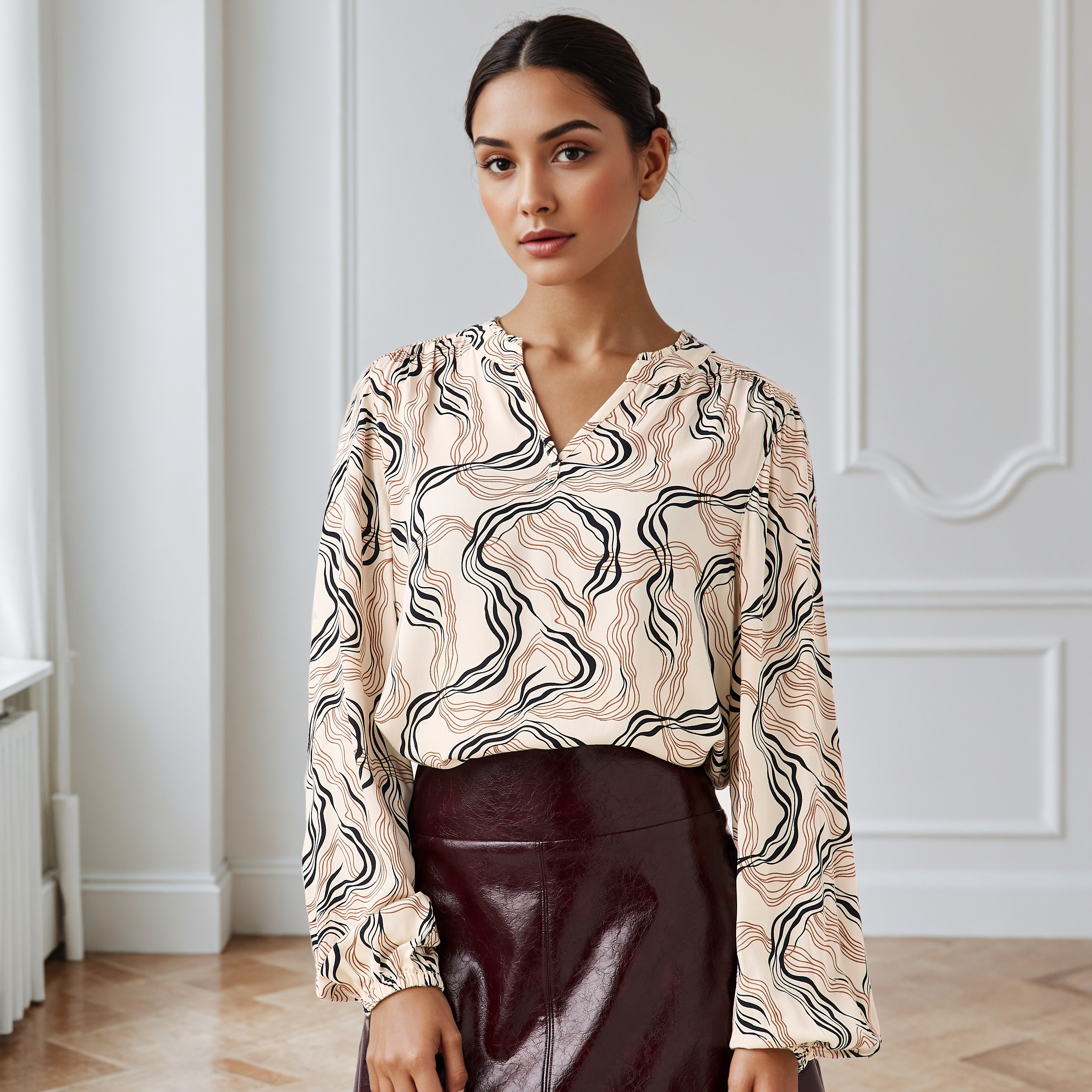 Regular Fit Viscose Top with All-Over Print-women-clothing-shirtsandblouses-blouses-image-5