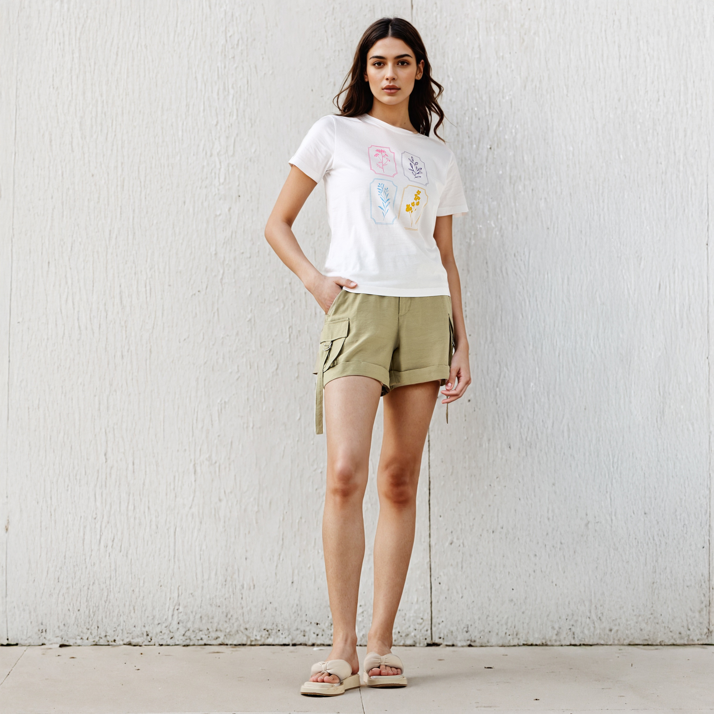 Sketch Art Print T-shirt with Crew Neck-women-clothing-tshirts-image-2