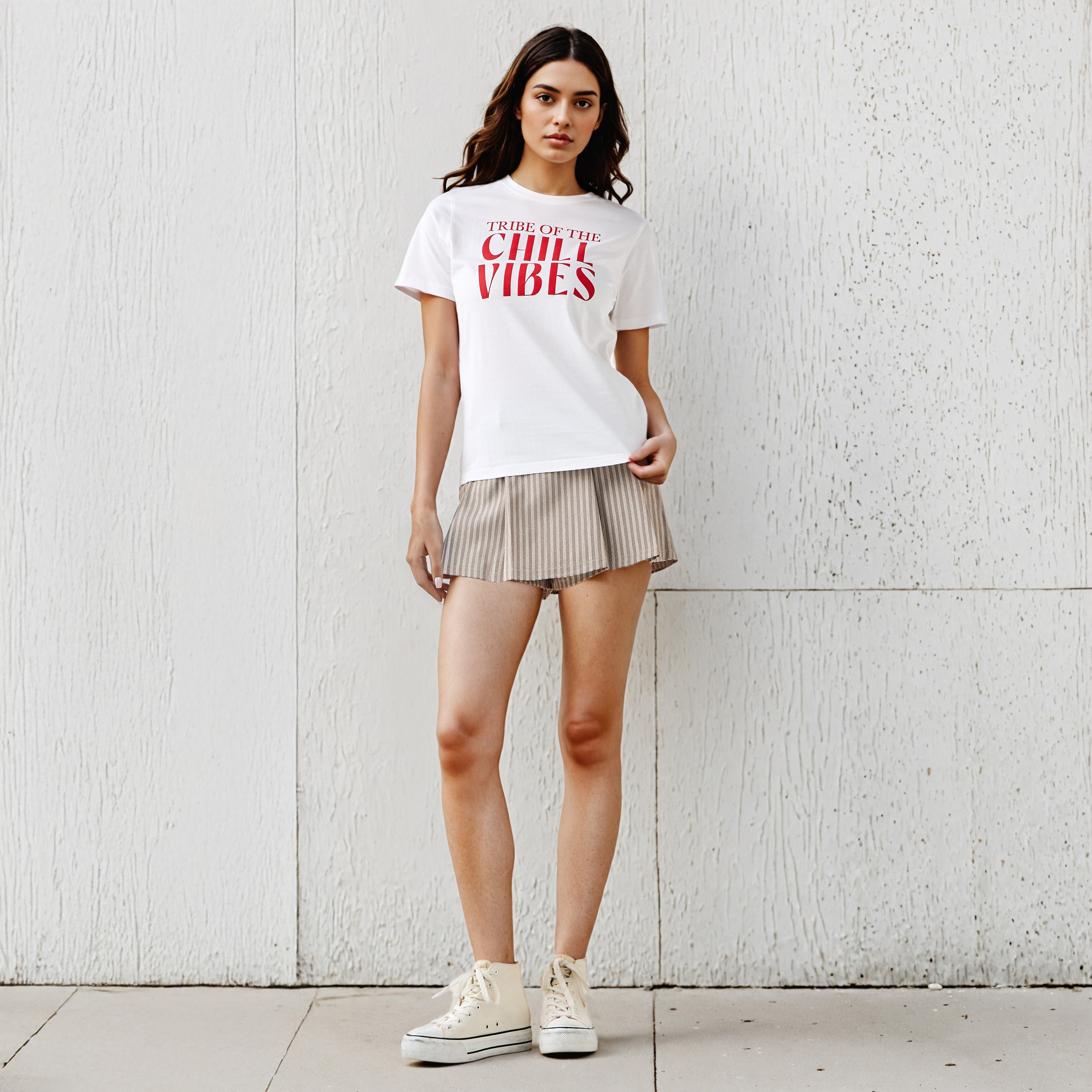 Slogan Print T-shirt with Crew Neck-women-clothing-tshirts-image-2