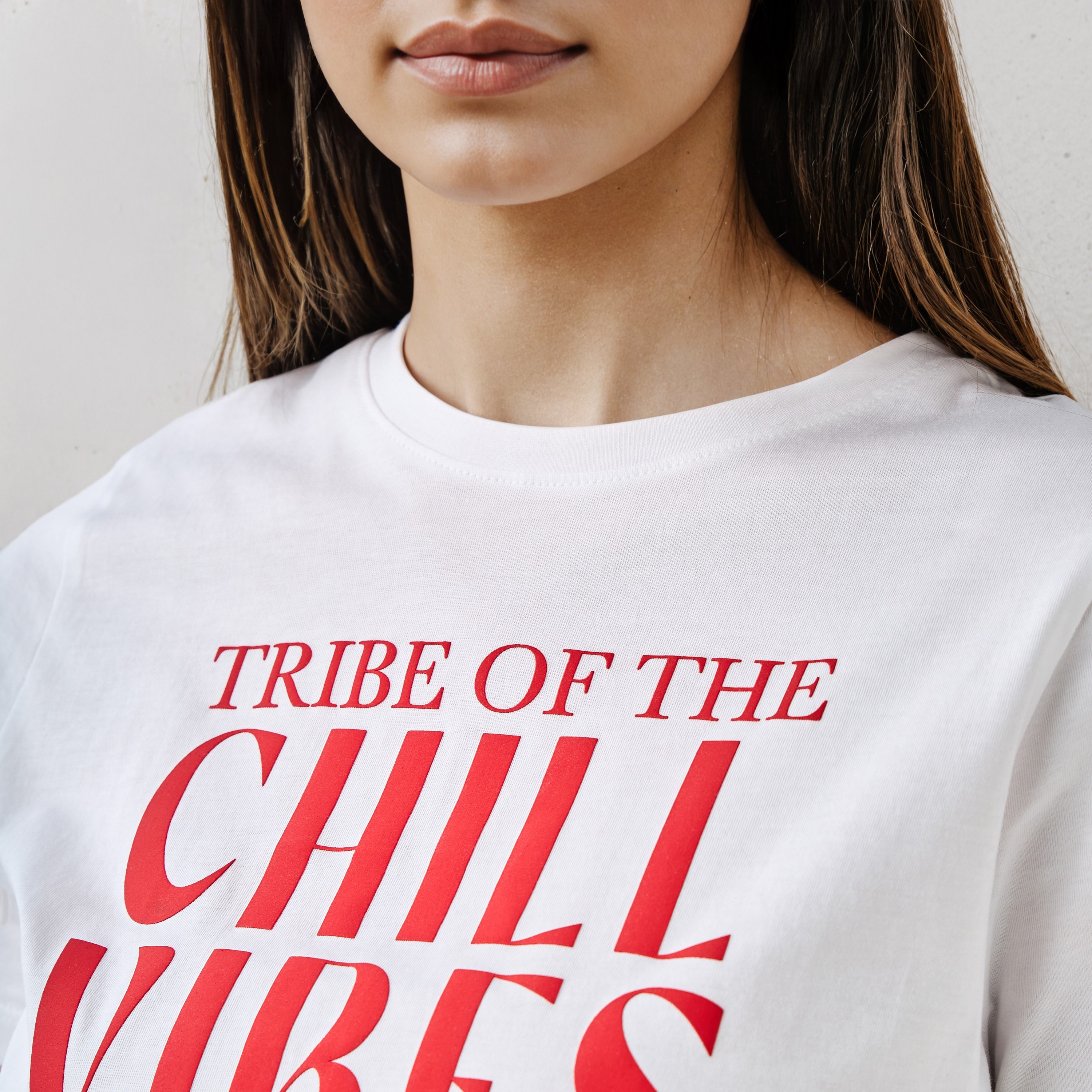 Slogan Print T-shirt with Crew Neck-women-clothing-tshirts-image-5