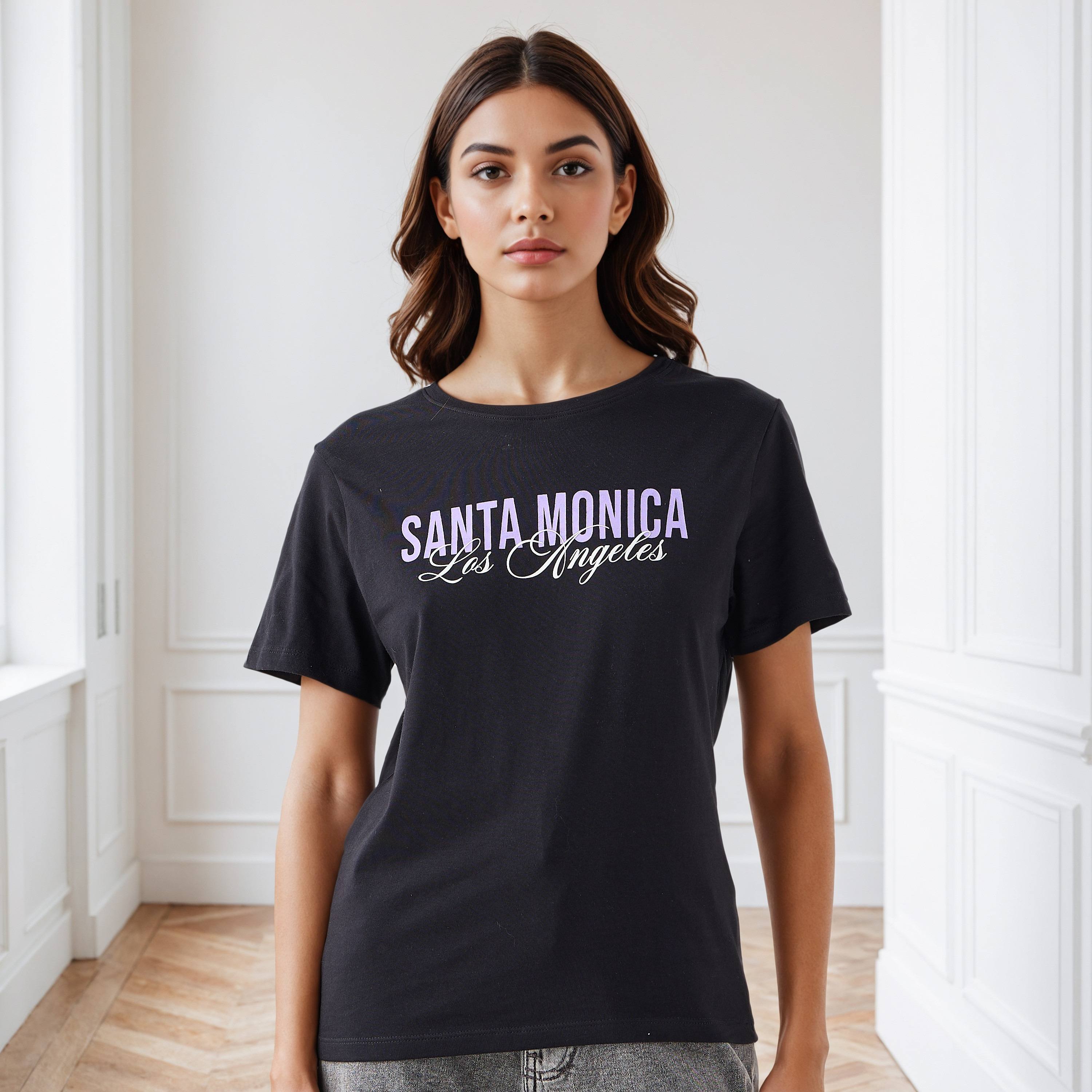 Typographic Print Crew Neck T-shirt-women-clothing-tshirts-image-1