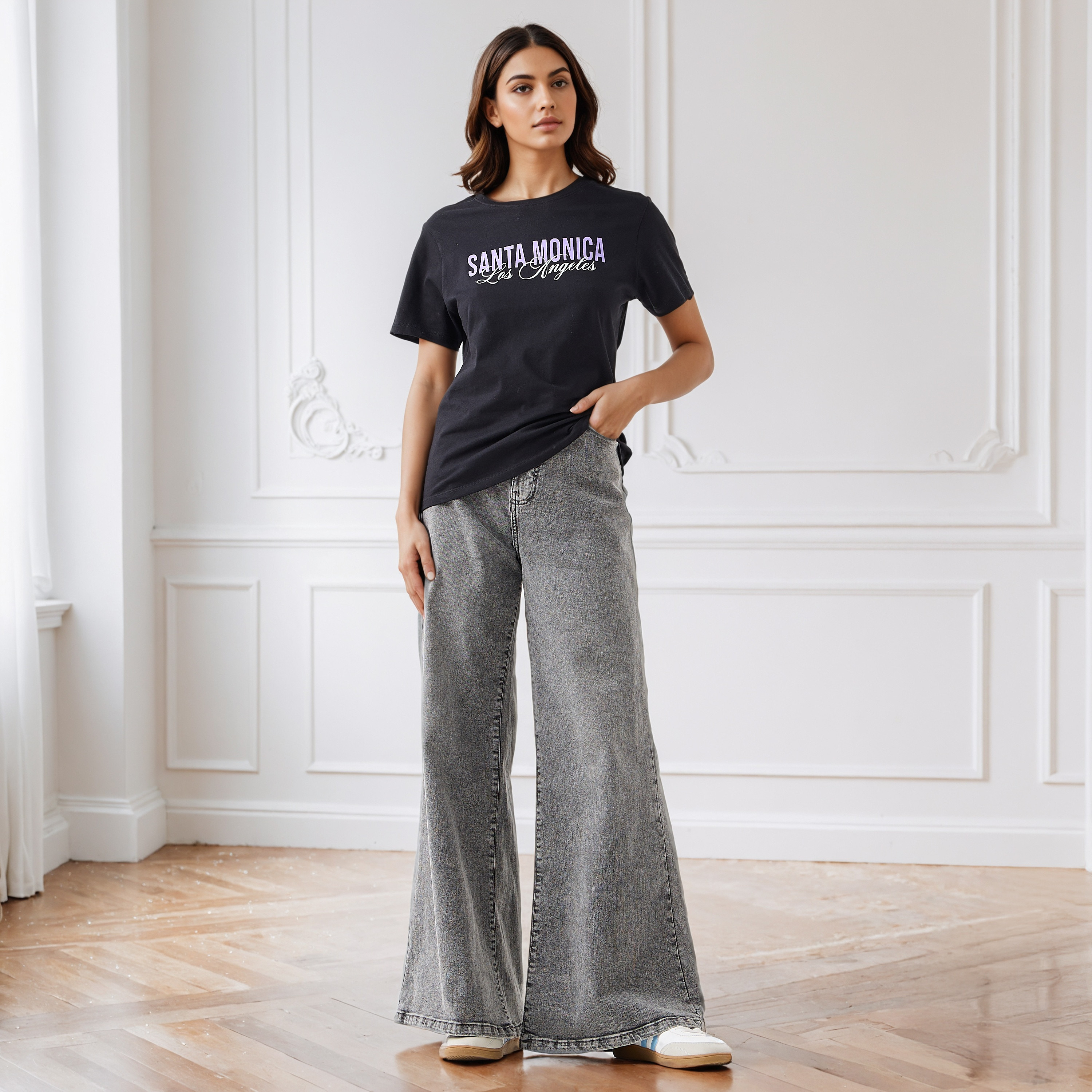 Typographic Print Crew Neck T-shirt-women-clothing-tshirts-image-2