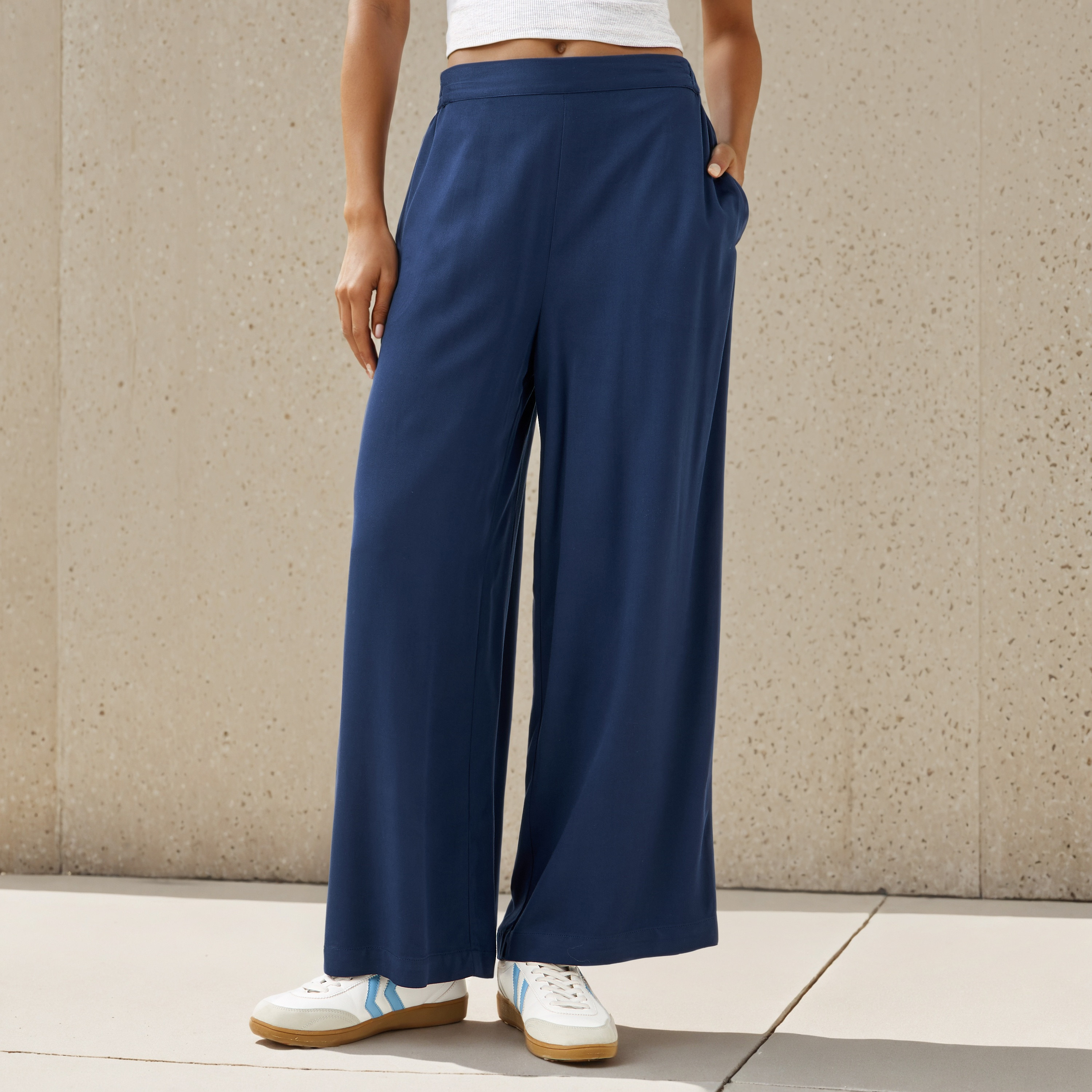 Wide Leg Flexi Waist Palazzo Pants-women-clothing-bottoms-trousers-image-1