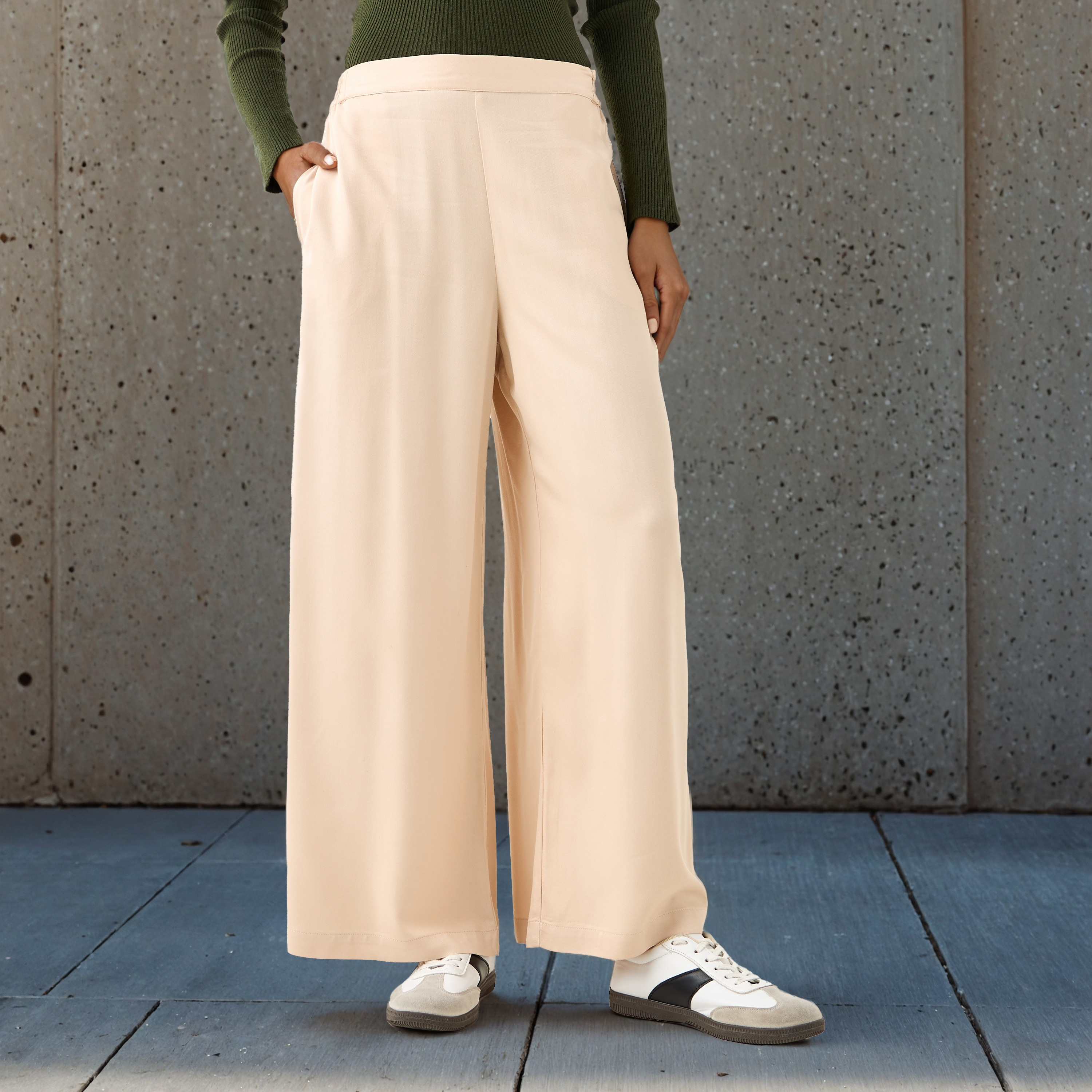 Wide Leg Flexi Waist Palazzo Pants-women-clothing-bottoms-trousers-image-1