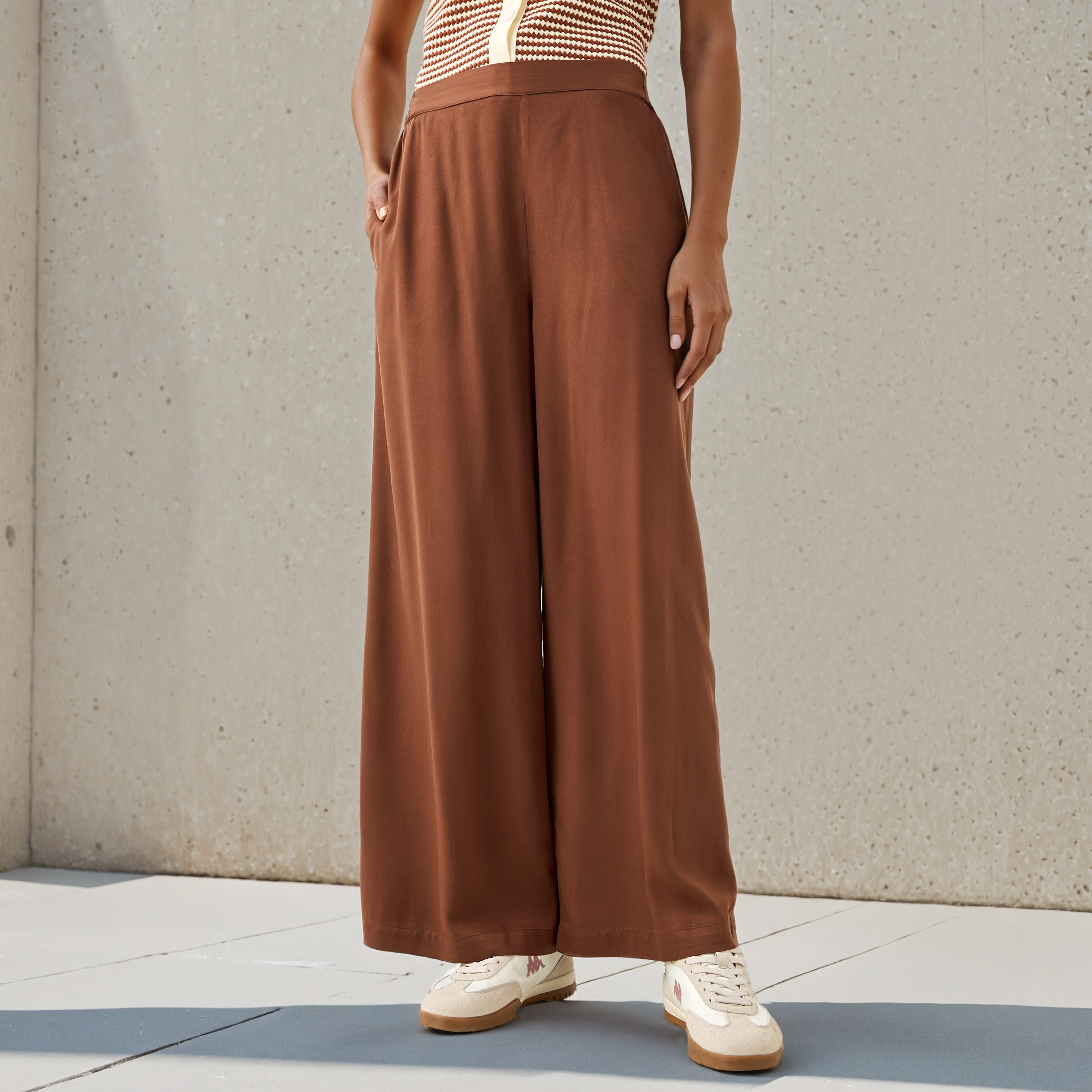 Wide Leg Flexi Waist Palazzo Pants-women-clothing-bottoms-trousers-image-1