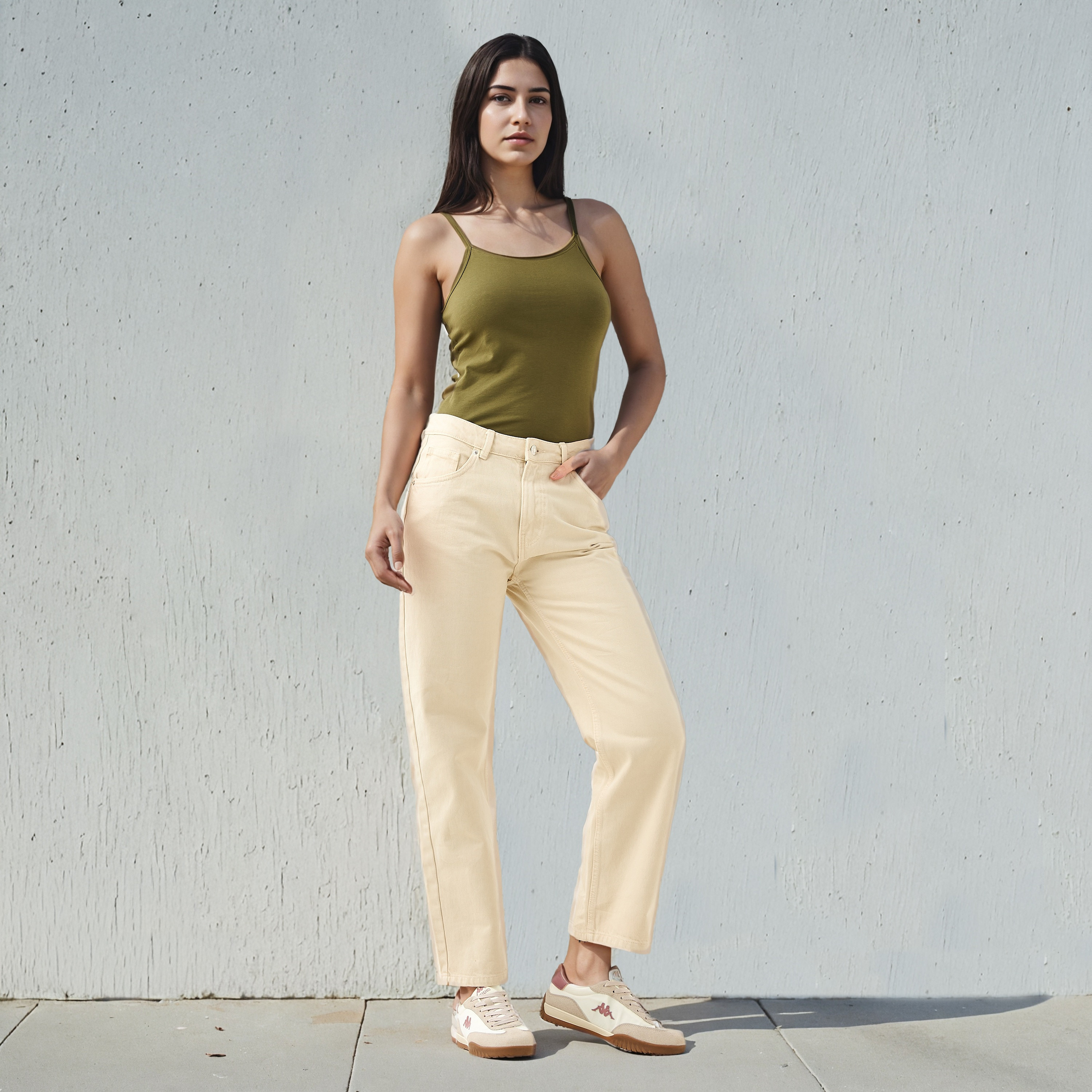 Slim Fit Camisole with Spaghetti Straps Cotton Blend-women-clothing-tshirts-image-2