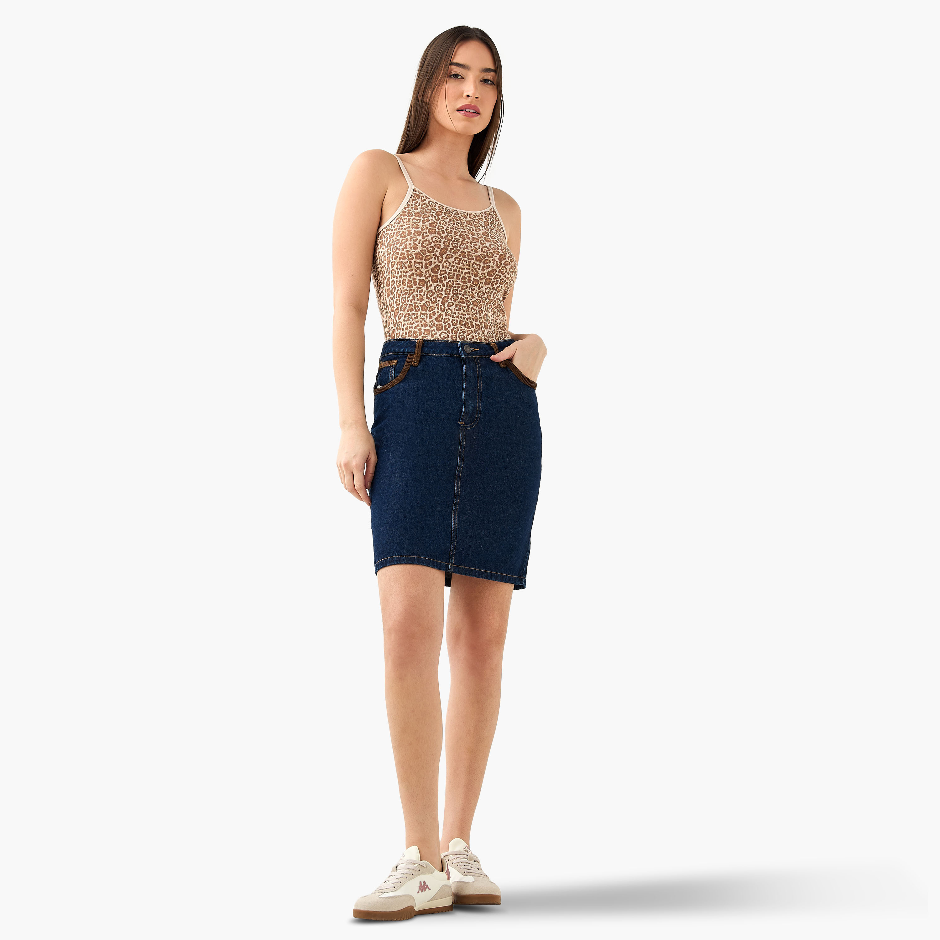 Slim Fit Camisole with Animal Print Cotton Blend-women-clothing-tshirts-image-2