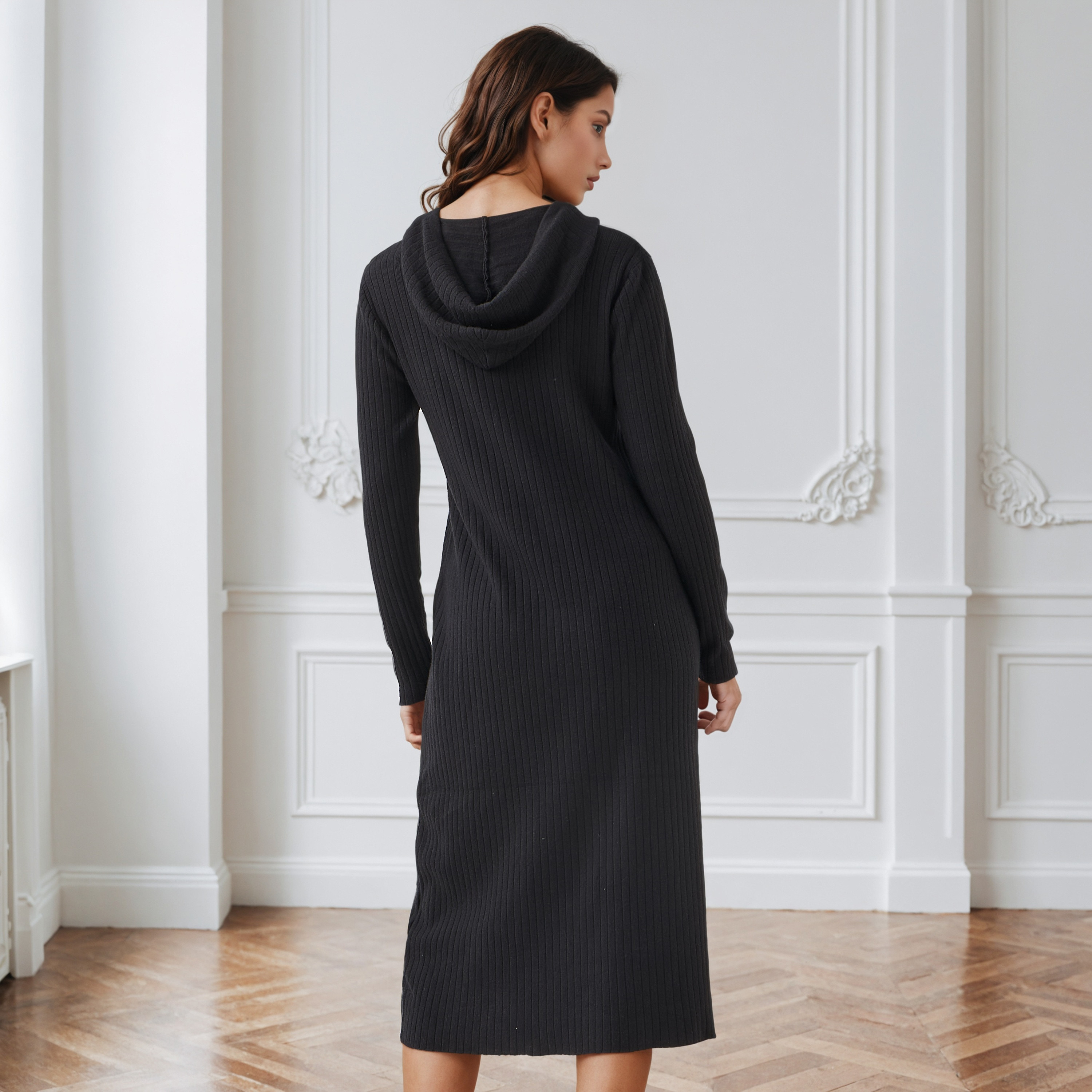 A-line Midi Dress with Hood-women-clothing-dresses-image-3