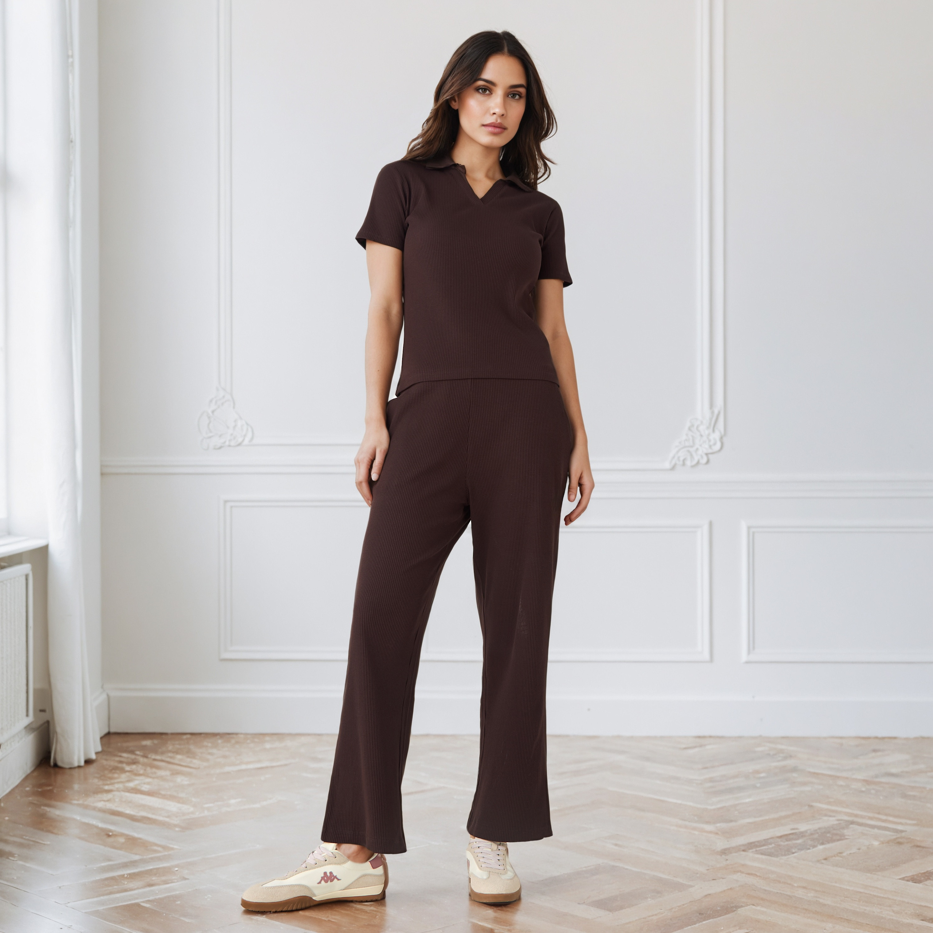 تيشيرت بولو مضلع بياقة-women-clothing-tshirts-image-2