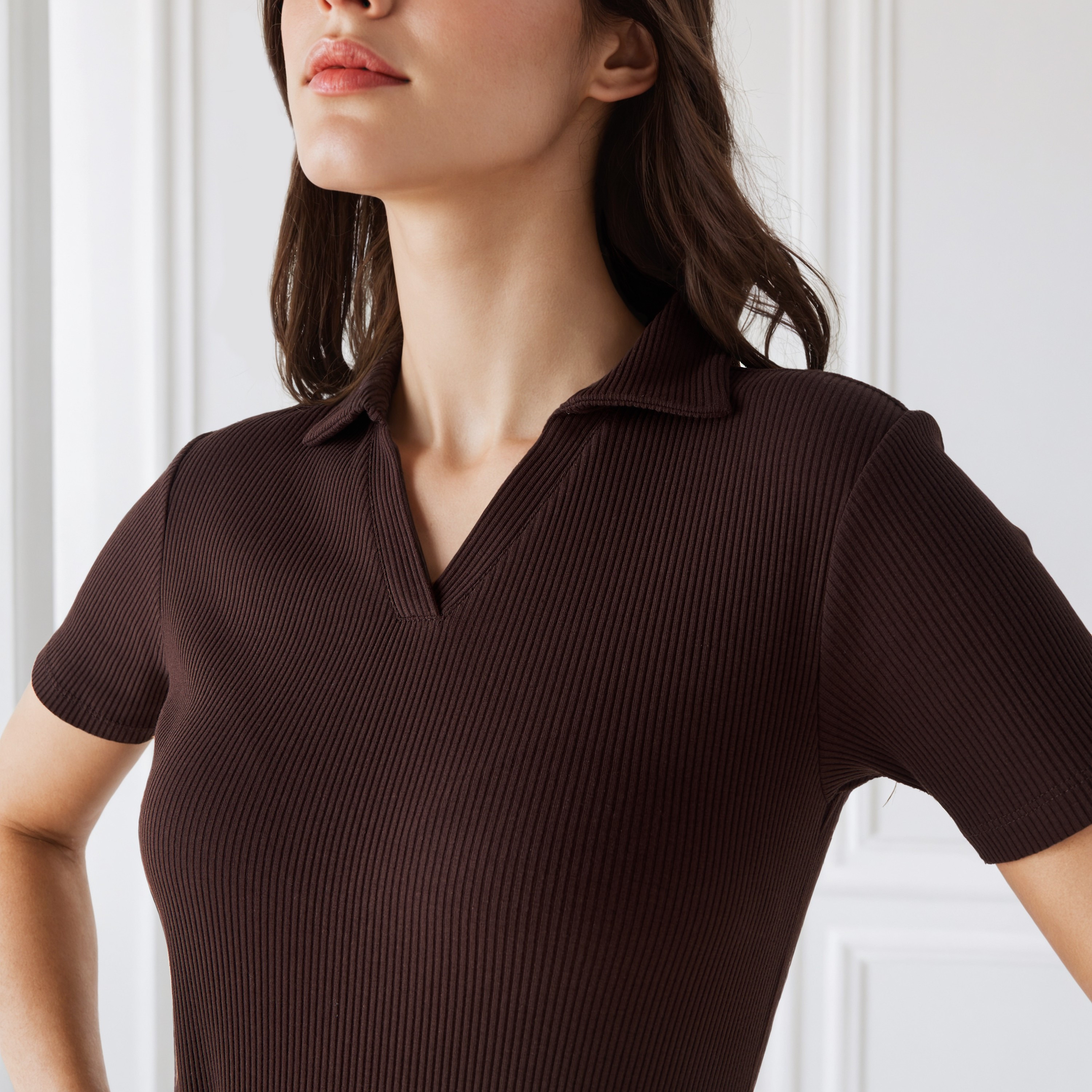 تيشيرت بولو مضلع بياقة-women-clothing-tshirts-image-5