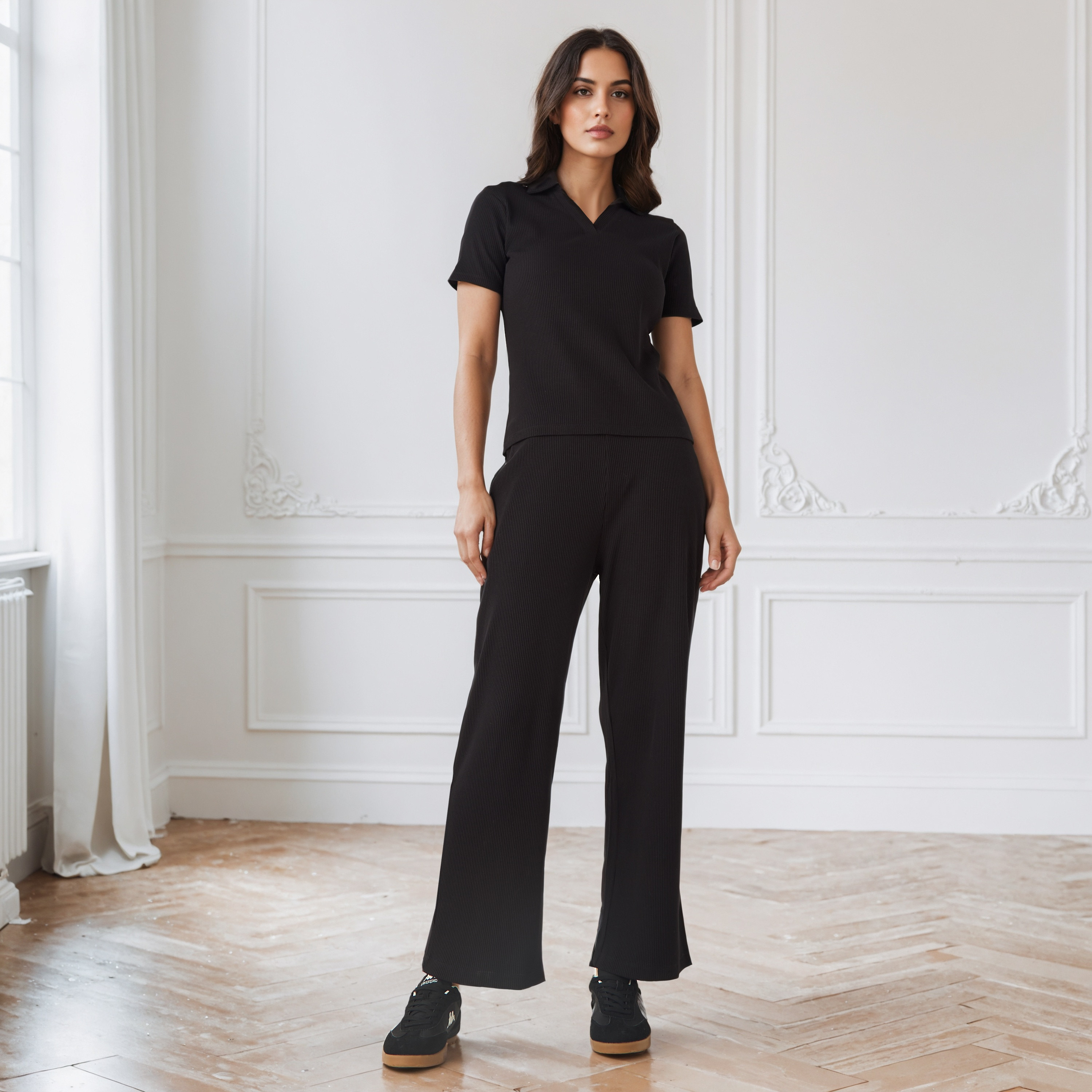 تيشيرت بولو مضلع بياقة-women-clothing-tshirts-image-2