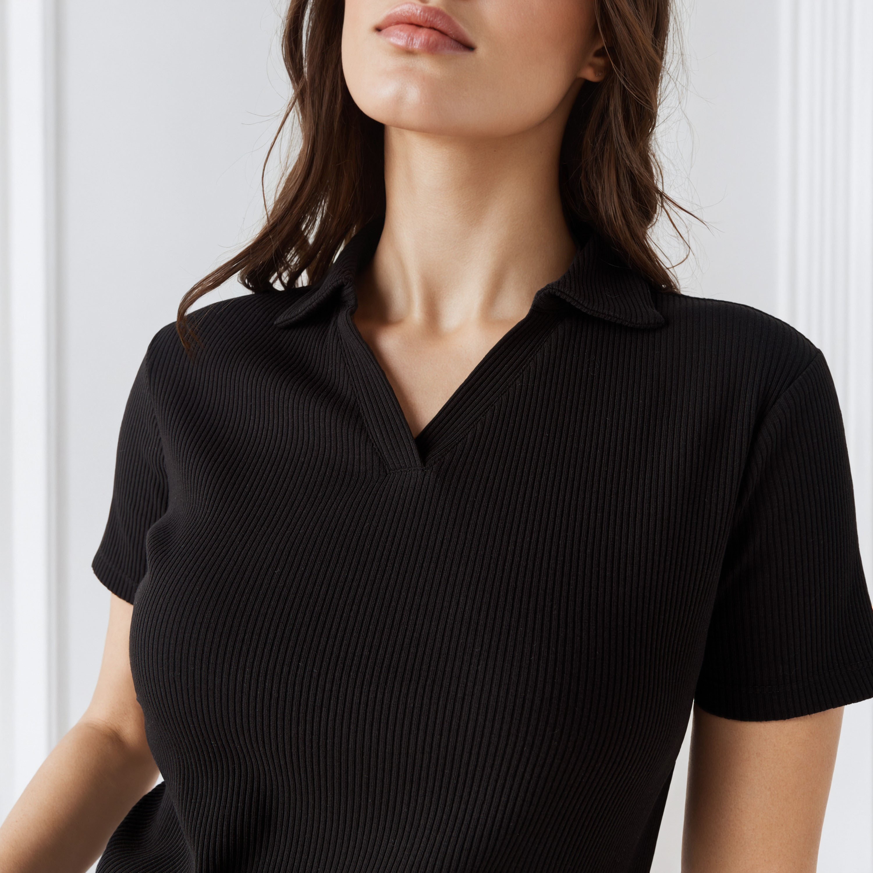 تيشيرت بولو مضلع بياقة-women-clothing-tshirts-image-5