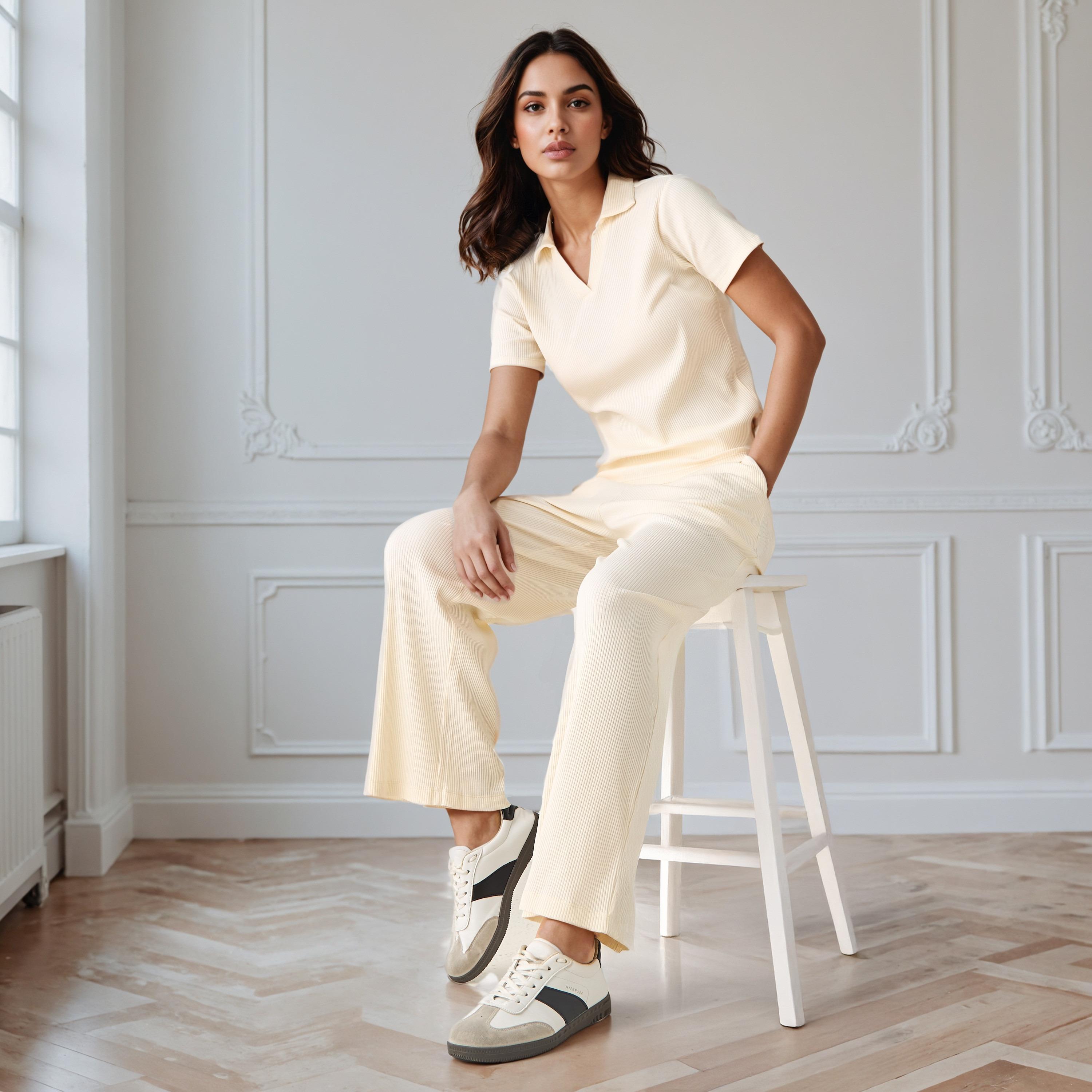 Ribbed Collared Polo T-shirt-women-clothing-tshirts-image-2