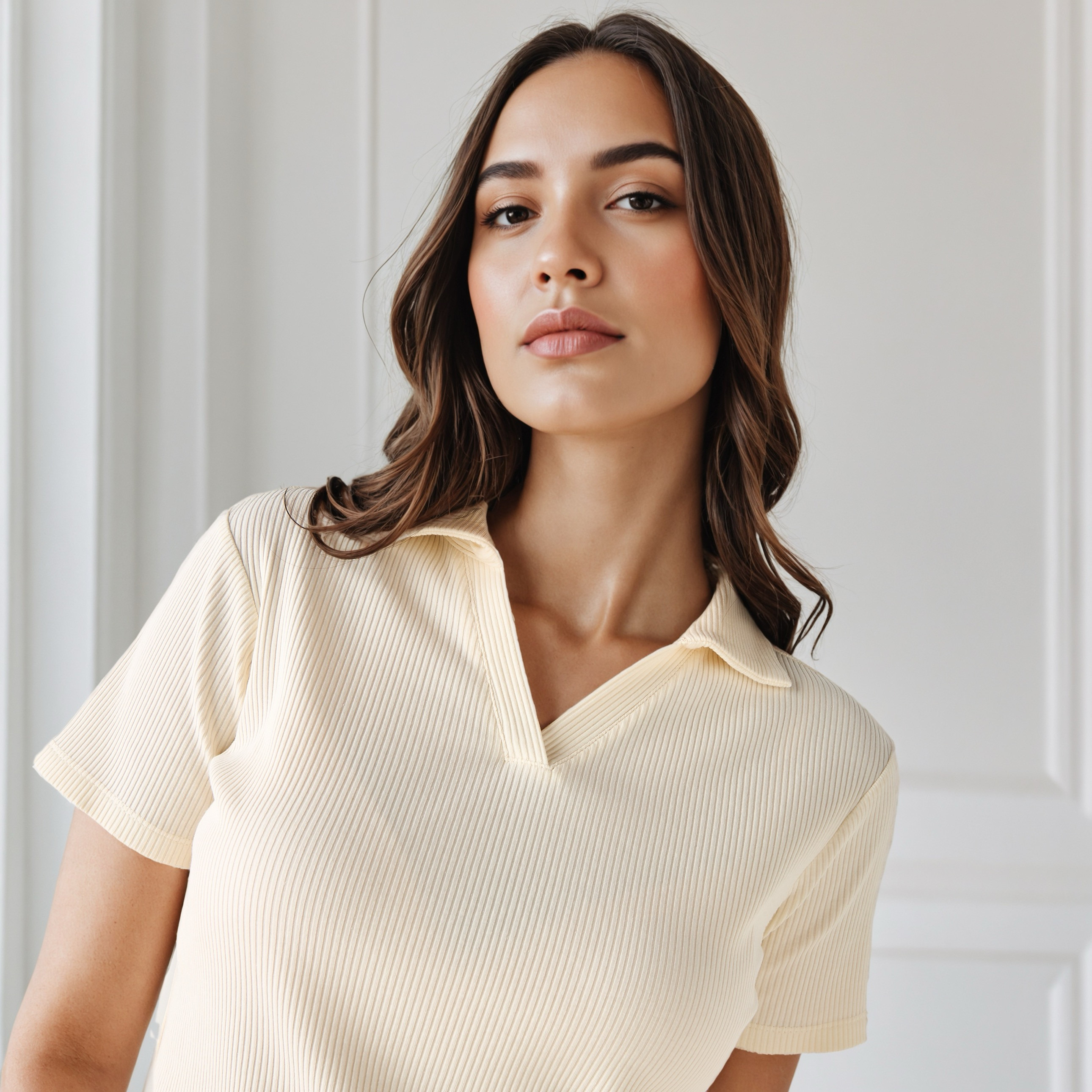 Ribbed Collared Polo T-shirt-women-clothing-tshirts-image-5